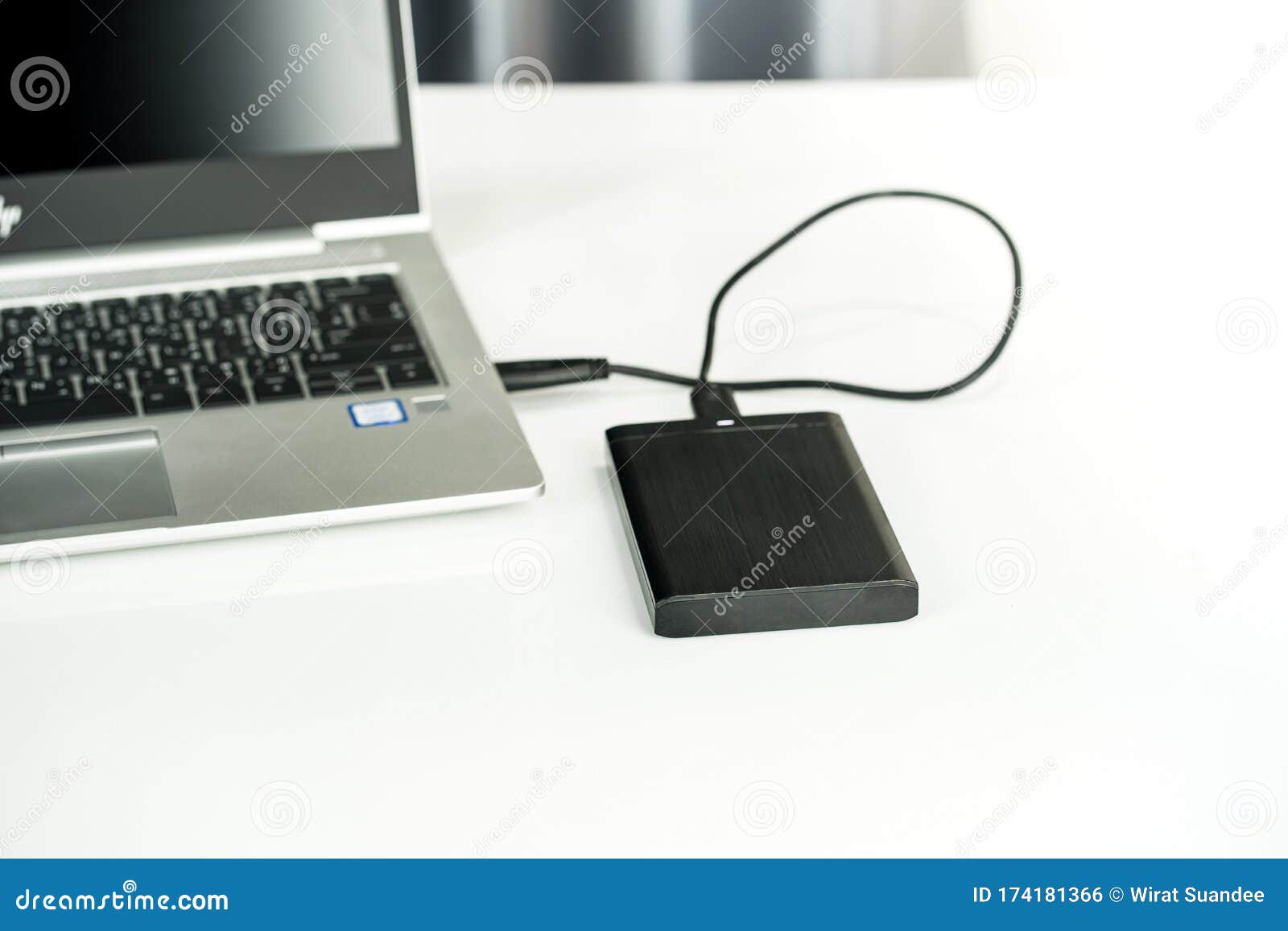 Close Up Of External Hard Disk Drive For Connect To Laptop Transfer Or Backup Data Between Computer And Hdd Stock Photo Image Of External Copy 174181366