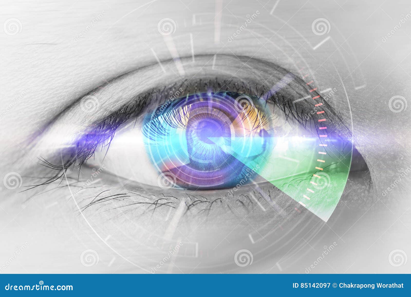 close up eyes of technologies in the futuristic. : eye cataract