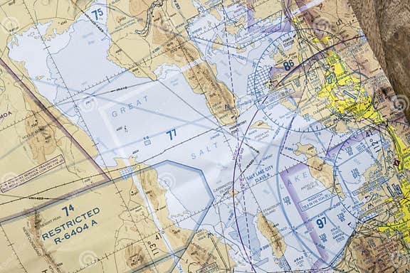 Close Up of an FAA Aviation Sectional Navigation Map Showing Airport 