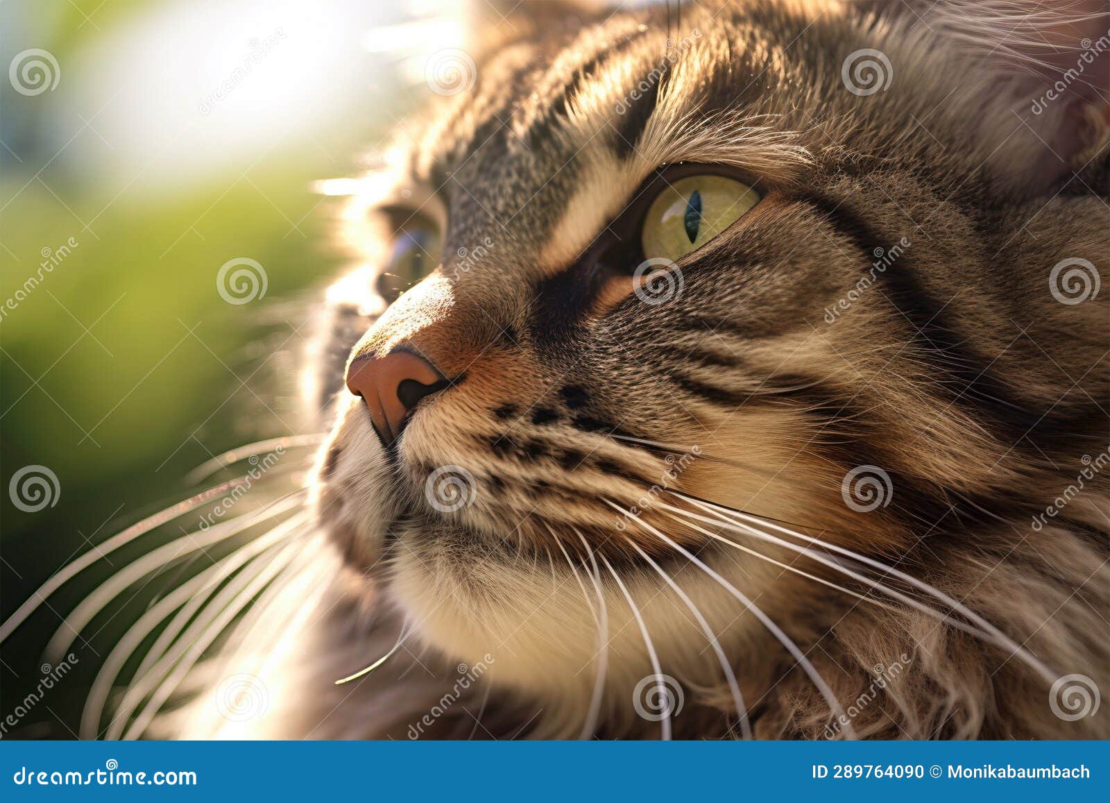 close up of face of main coon cat
