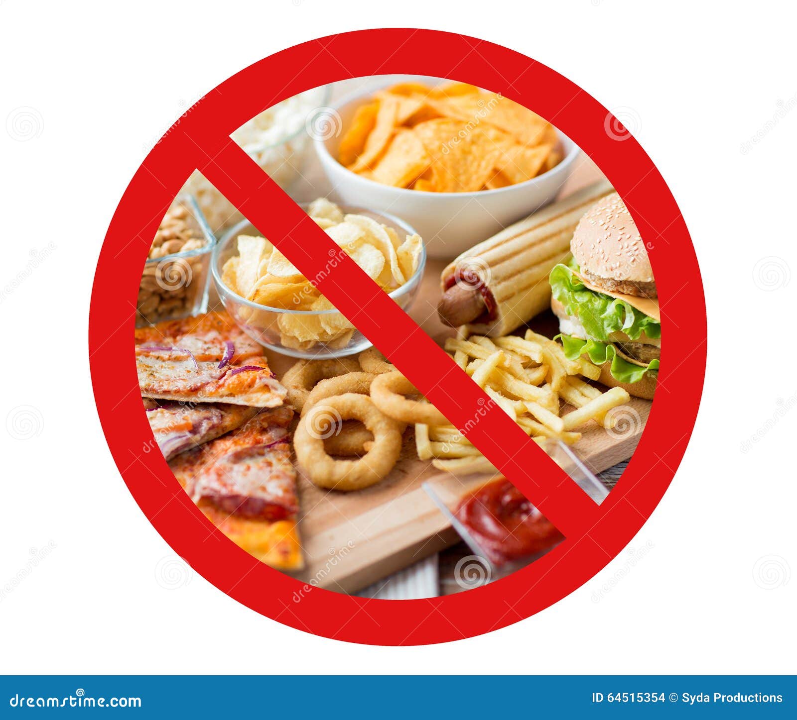 Close Up Of Fast Food Snacks  Behind No Symbol Stock Photo 