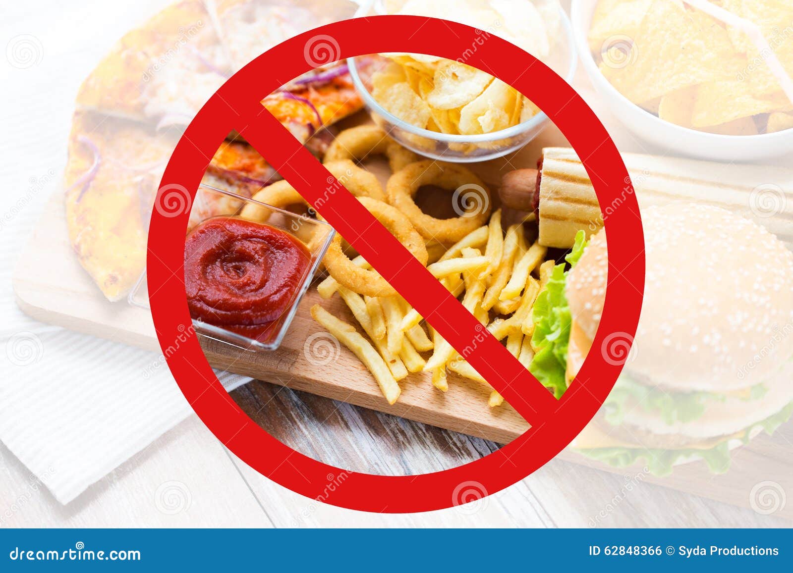 Close Up Of Fast Food Snacks  Behind No Symbol Stock 