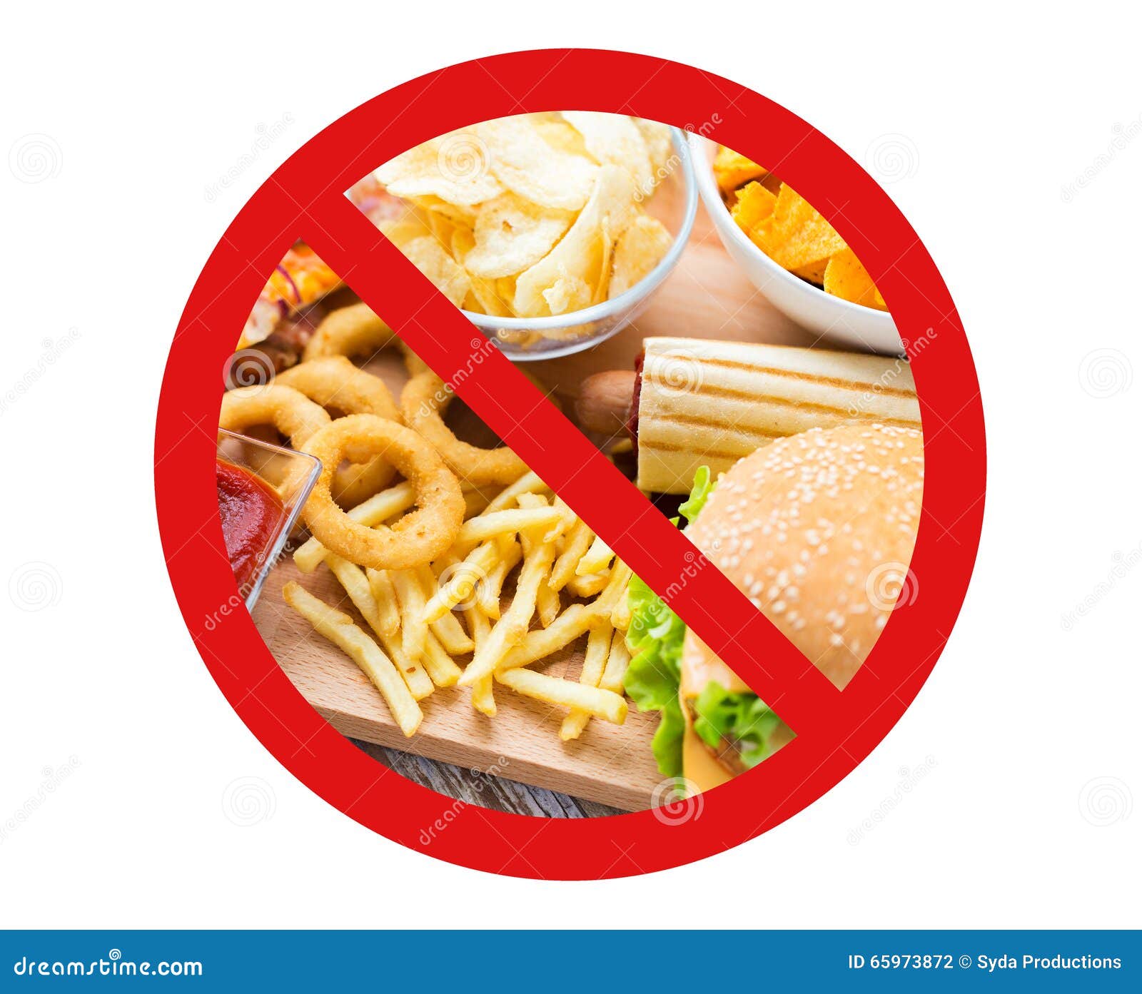 Close Up Of Fast Food Snacks Behind No Symbol Stock Photo 