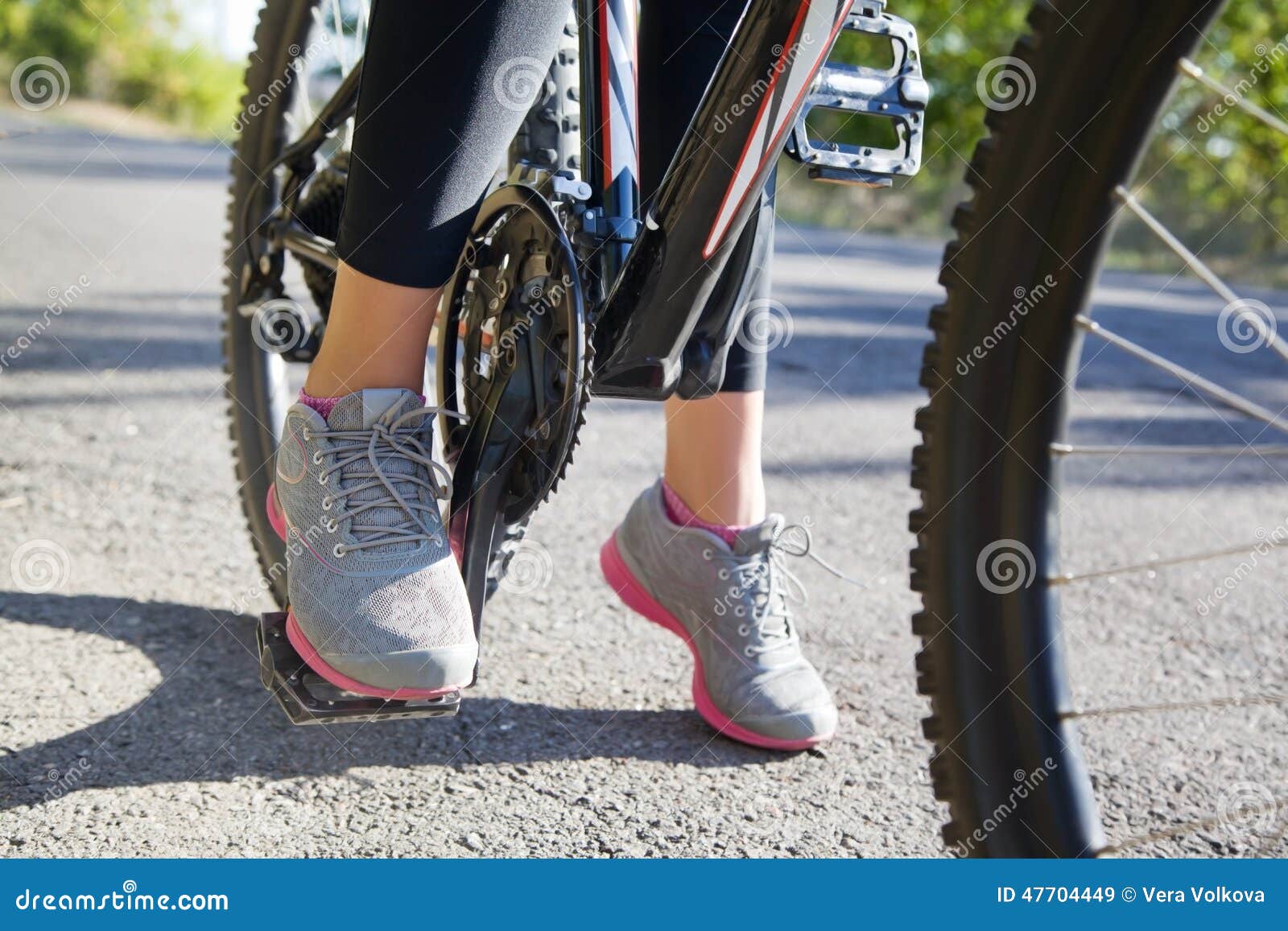 Closeup of Feet on the Pedals a Bicycle Stock Image Image of