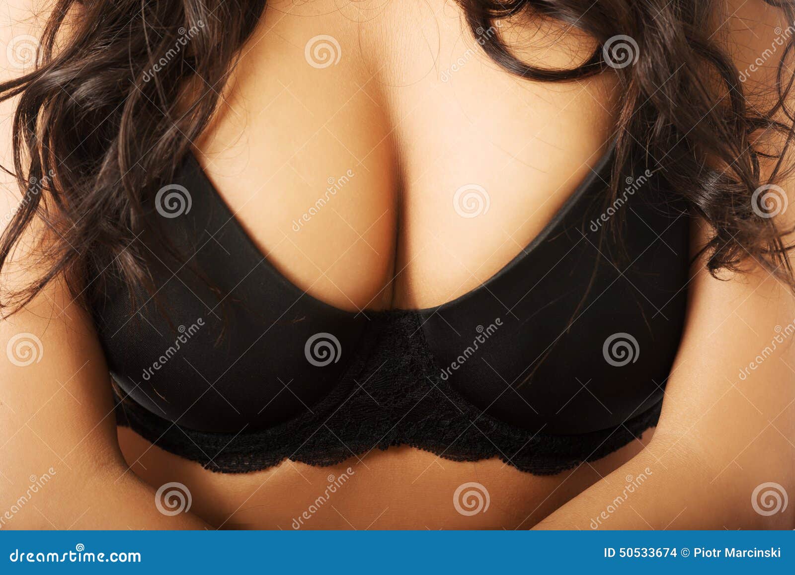 Close Up on Female Boobs in Black Bra Stock Photo - Image of