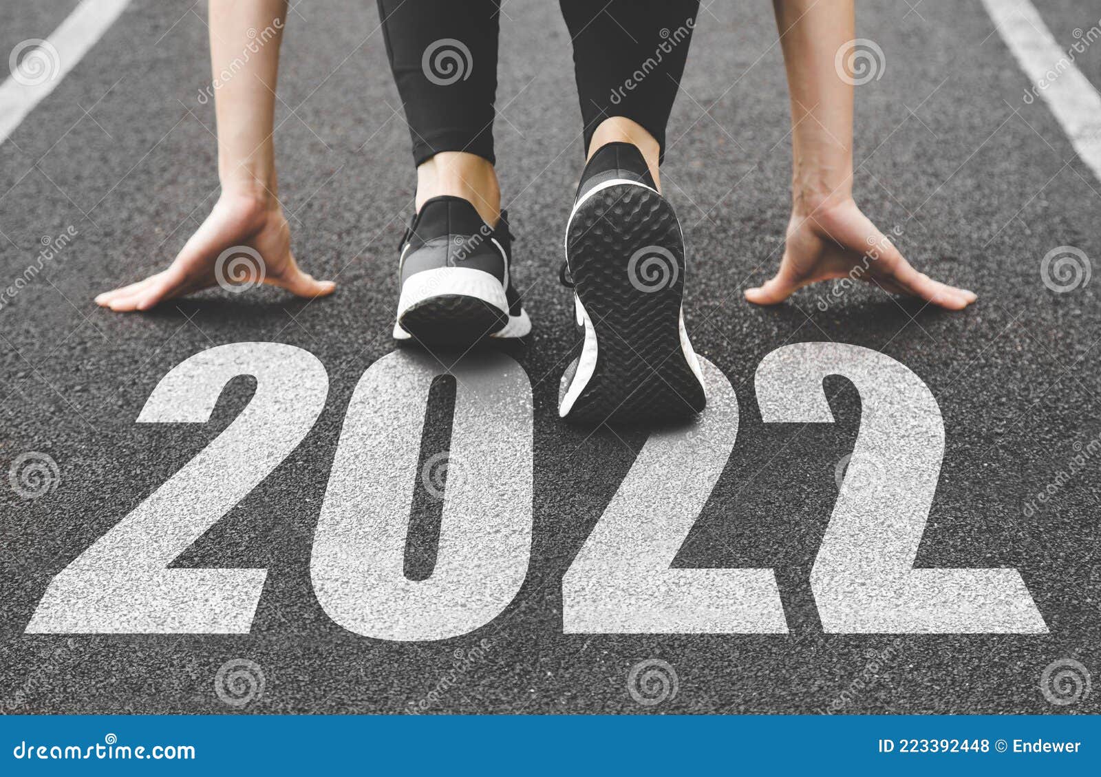 Close-up of Female Feet in Sneakers at the Start. Beginning and Start of the New Year Goals and Plans Stock Photo - Image of future, progress: 223392448