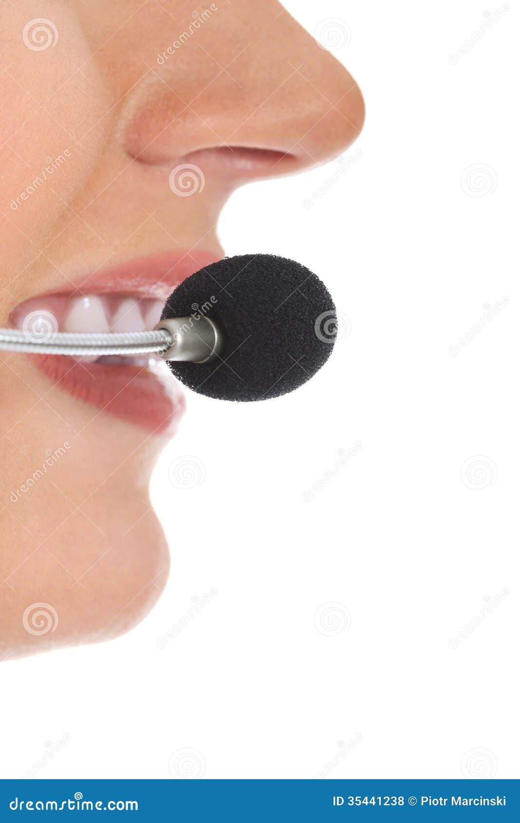 Close Up on Female S Mouth with Microphone. Stock Photo Image of