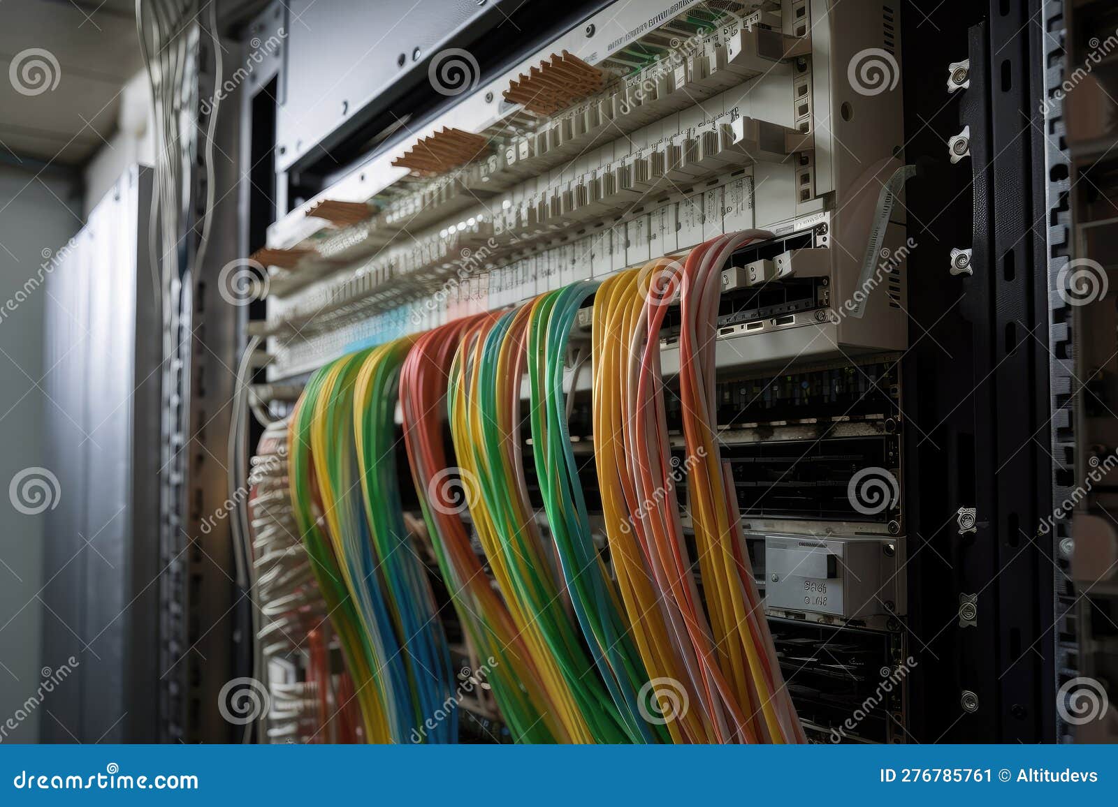 Closeup of Fiber Optic Cables Being Installed in Building Stock