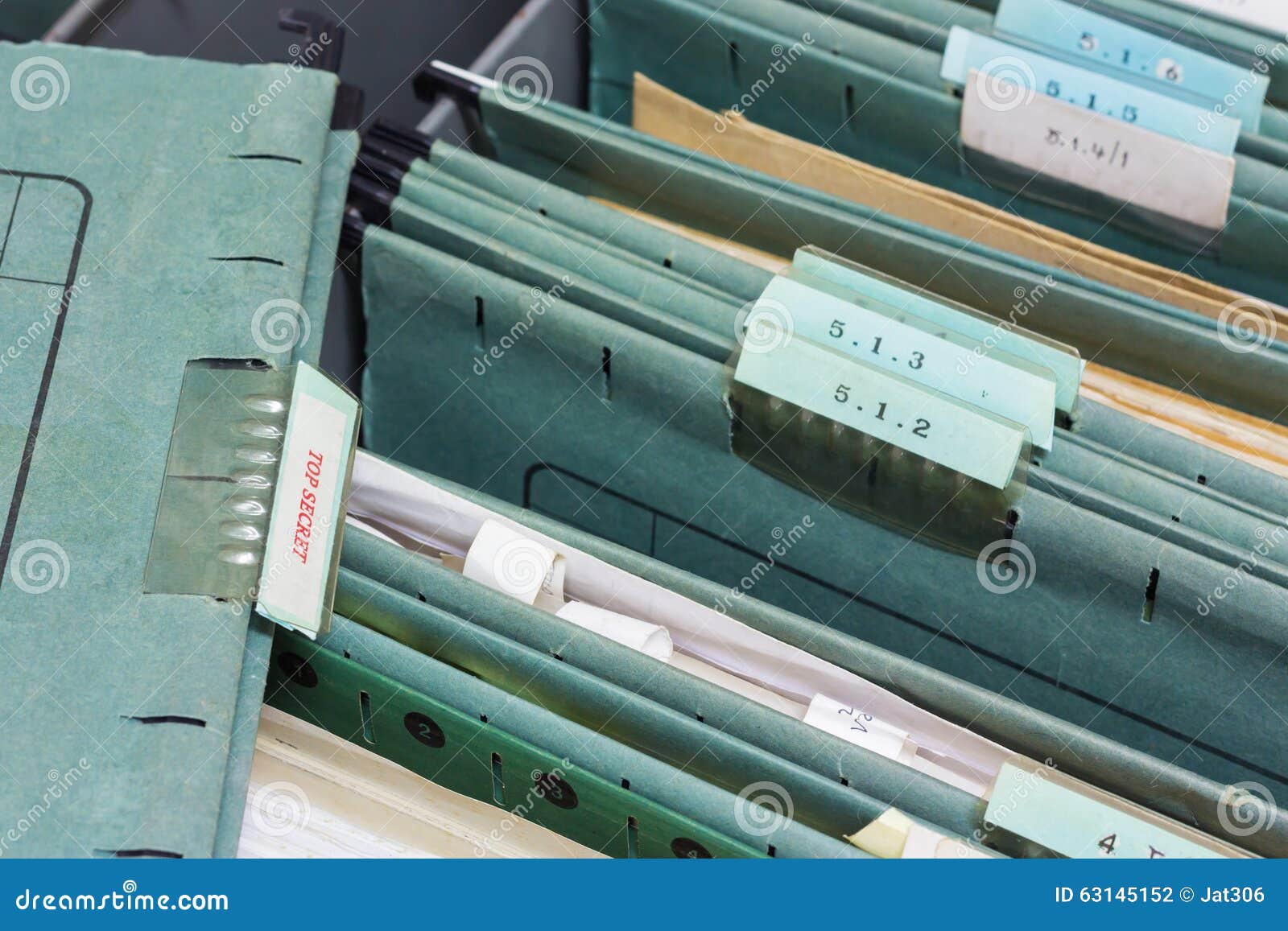 Close Up File Folders In A Filing Cabinet Stock Photo Image Of