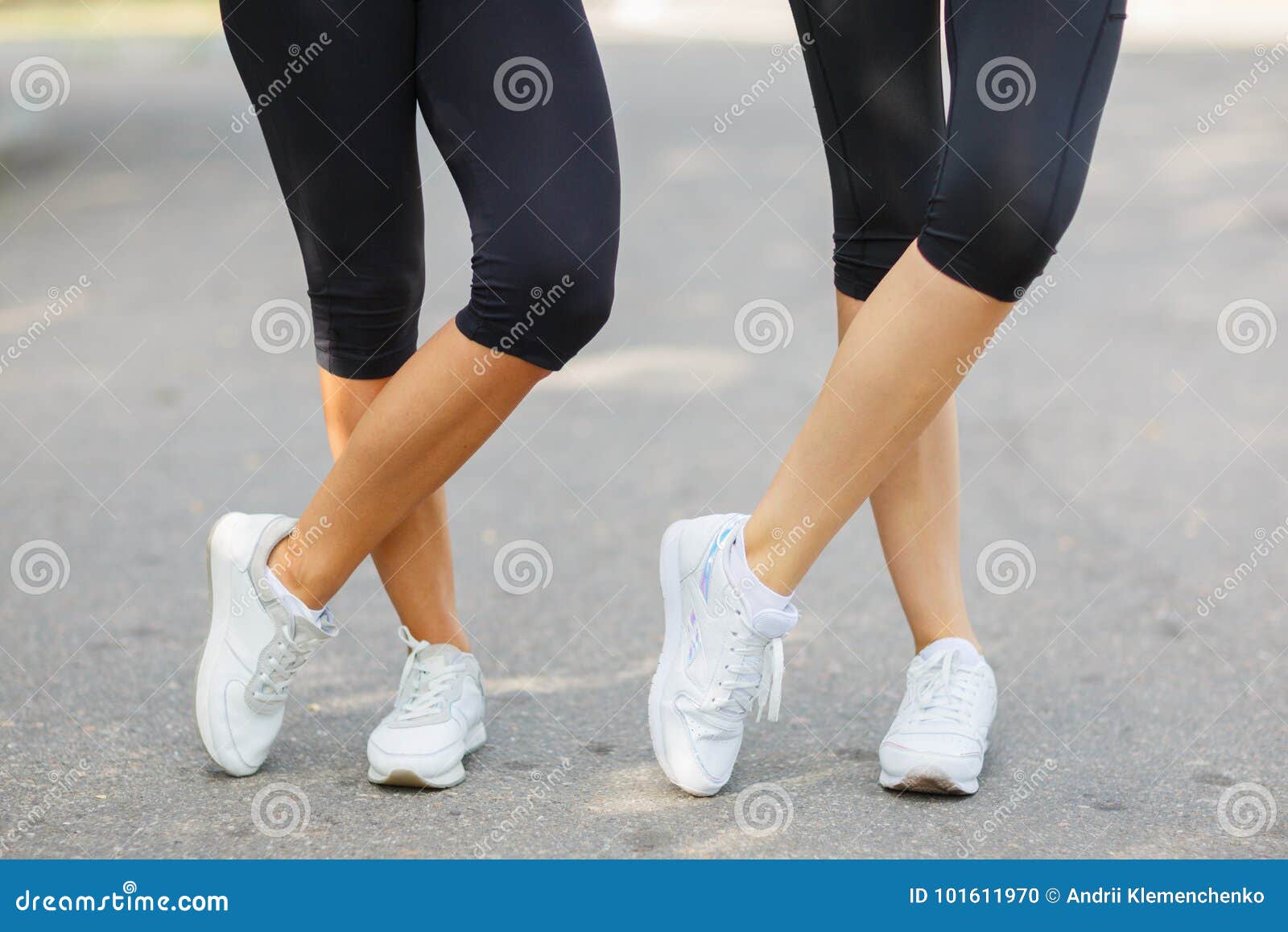 Close-up Fit Legs in Sportswear on a Blurred Background. Girls in Sneakers.  Runner Concept. Stock Photo - Image of action, legs: 101611970