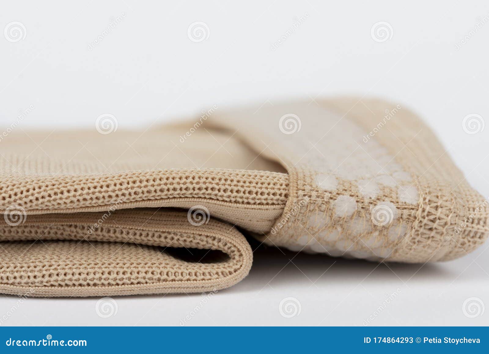 close up of flat knit graduated compression garments for leg lymphedema, edema and lipedema - powerful compression stocking for