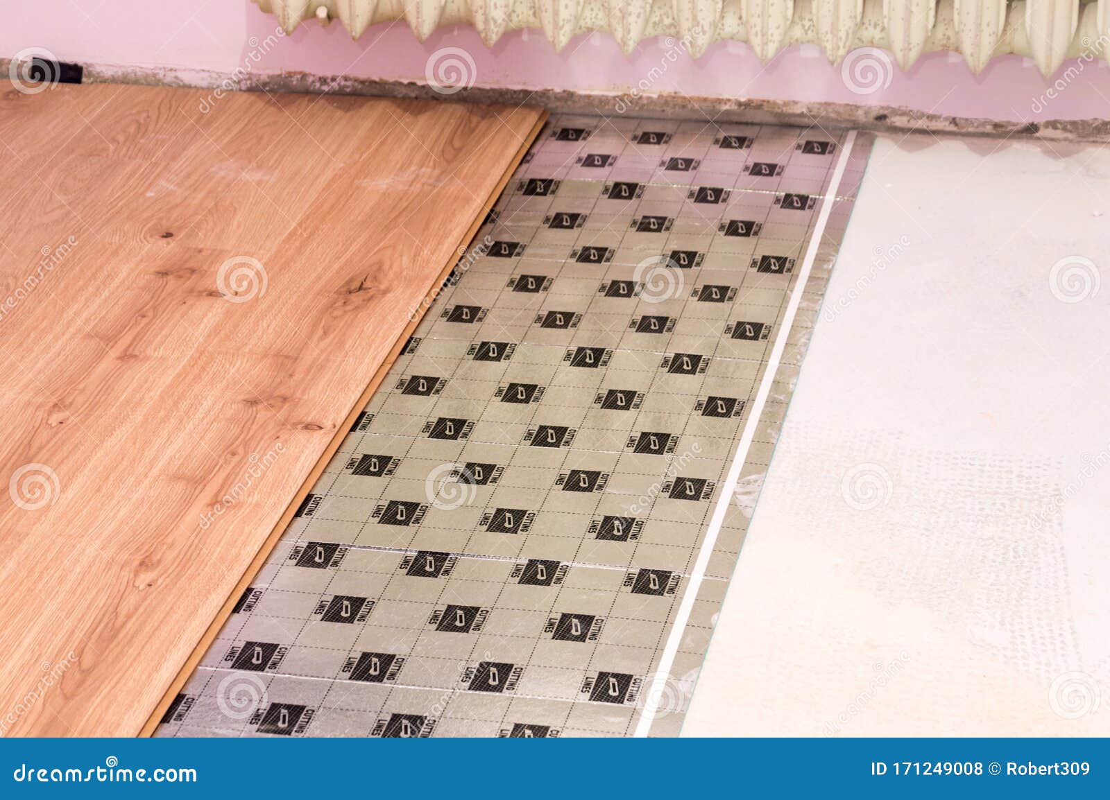 Close Up Of Floor Panels And Underlay On The Floor During Room