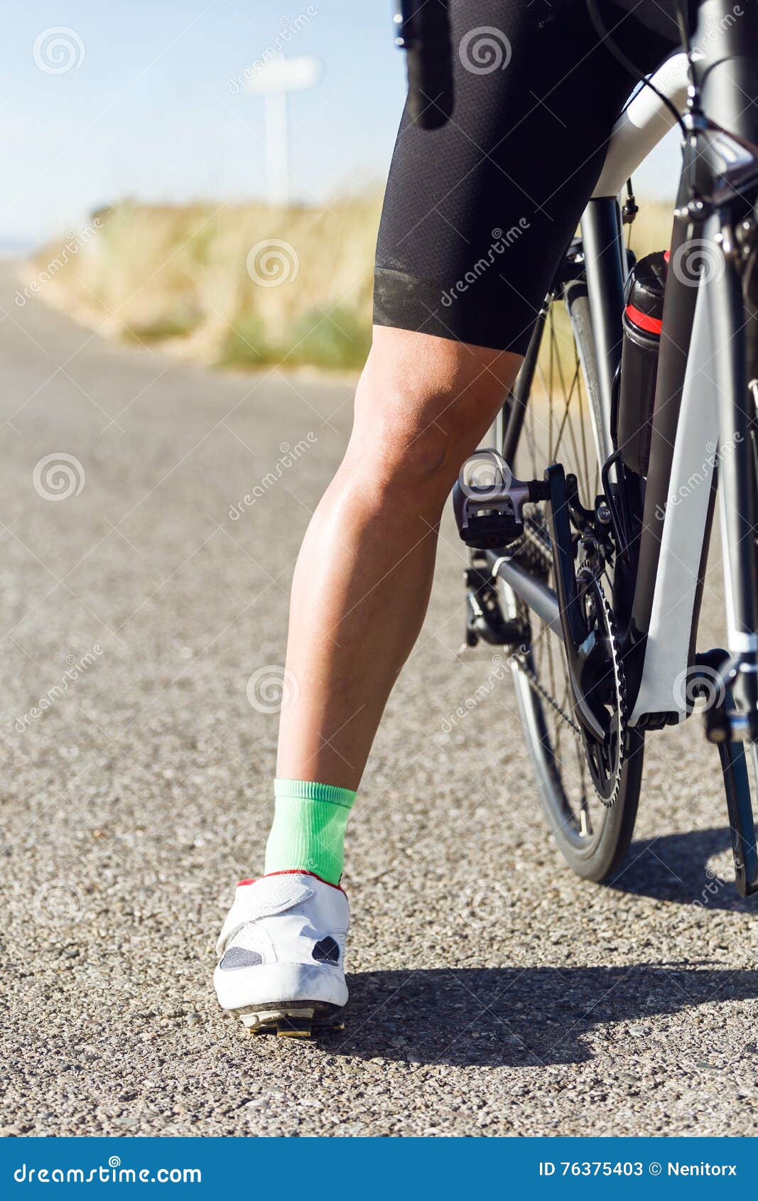 Closeup of the Foot of a Young Man Cycling. Stock Image Image of