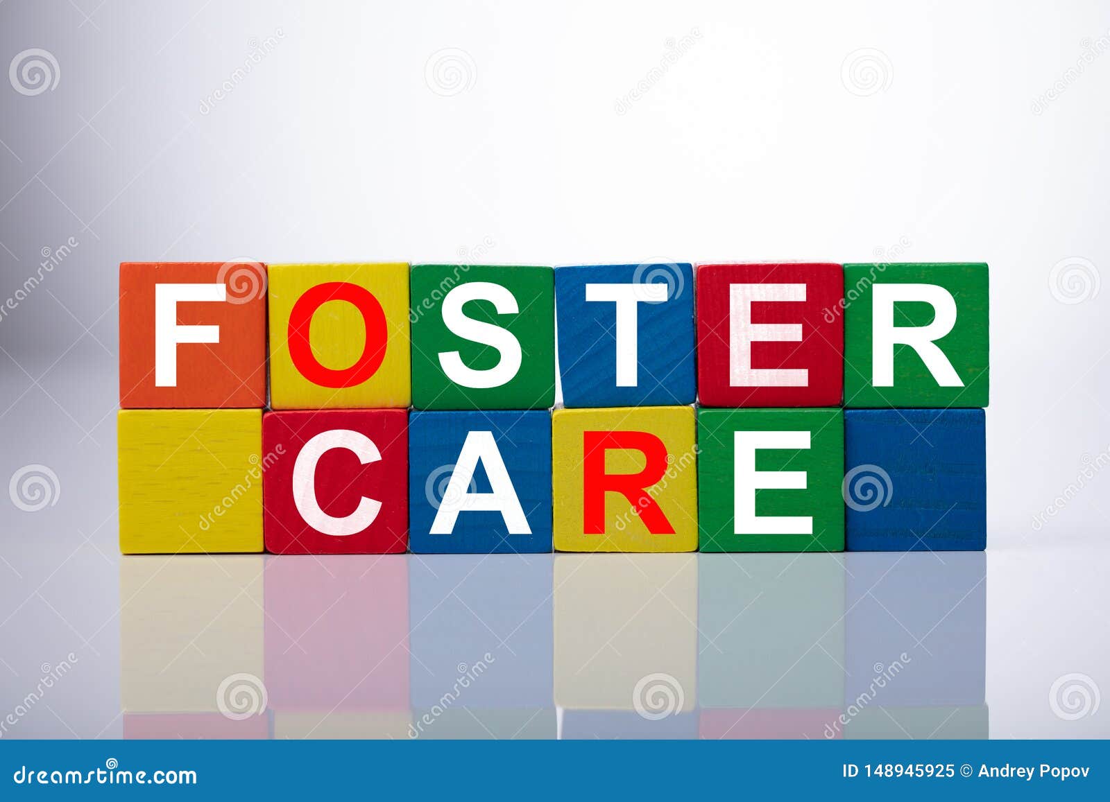 close-up of foster care cubic blocks