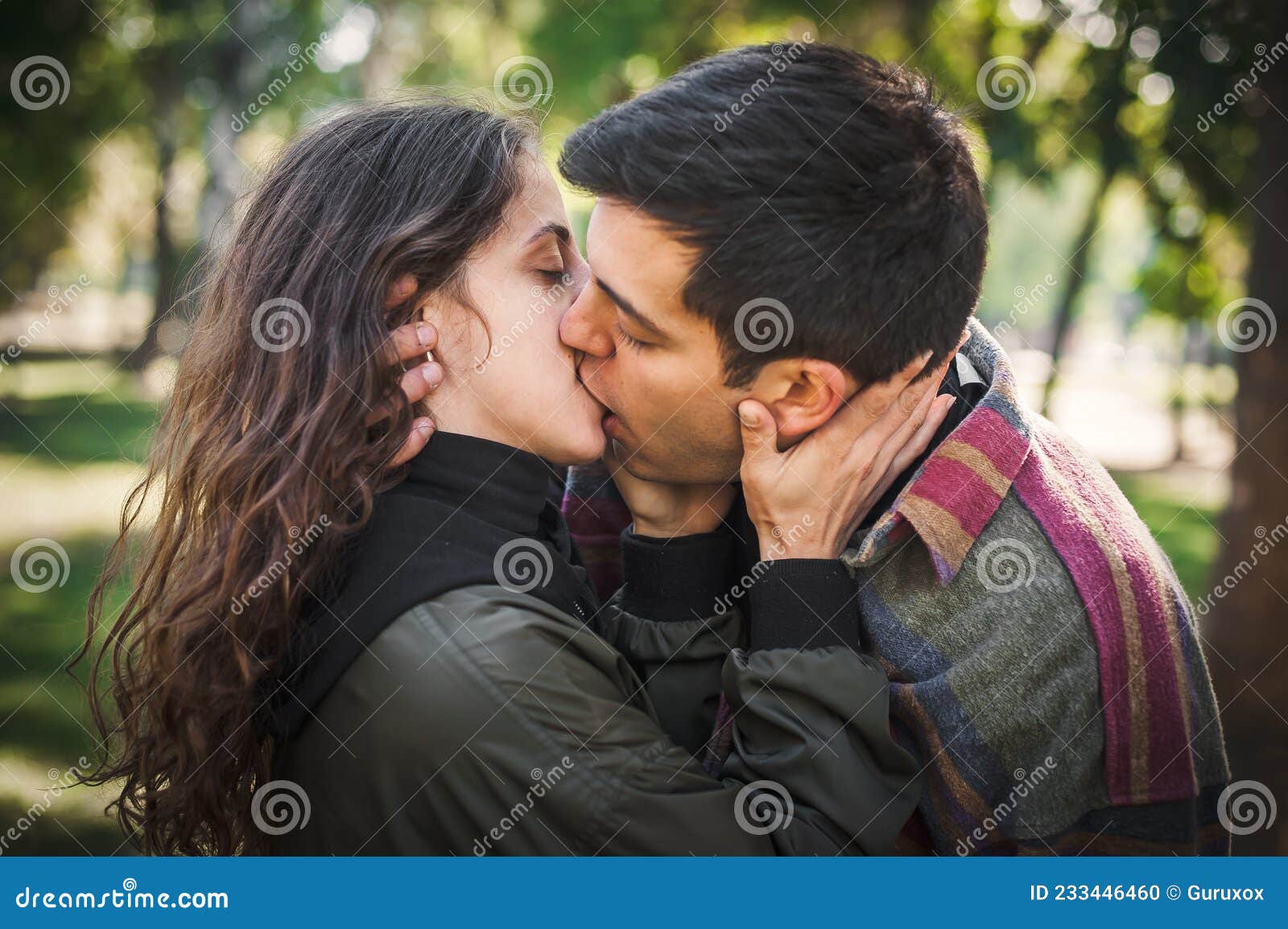 Close-up of French Kiss. Couple in Love Hugging and Kissing Stock ...