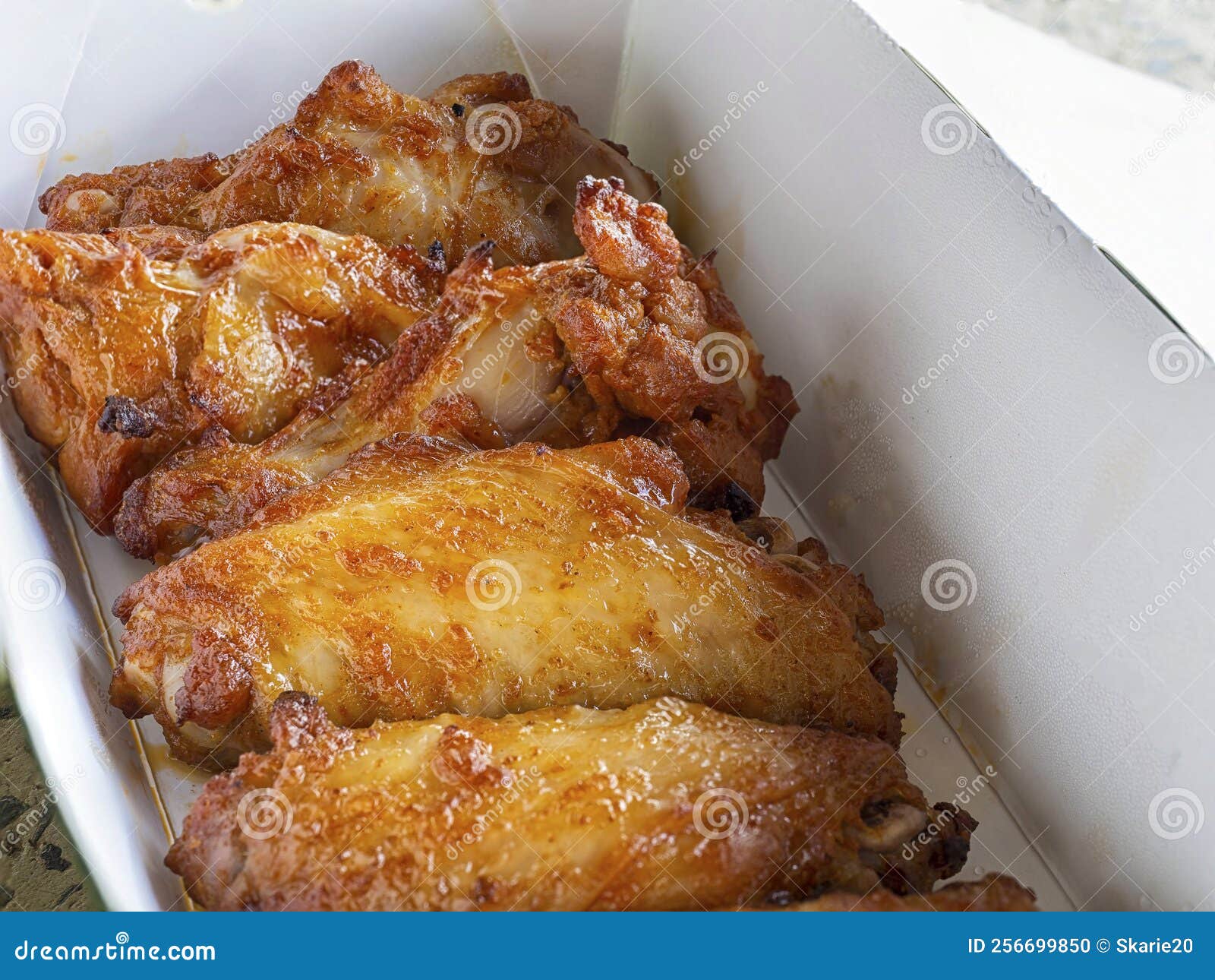 Close Up of Fried Chicken Wings in a Delivery Paper Box Stock Photo Image of fried, meat