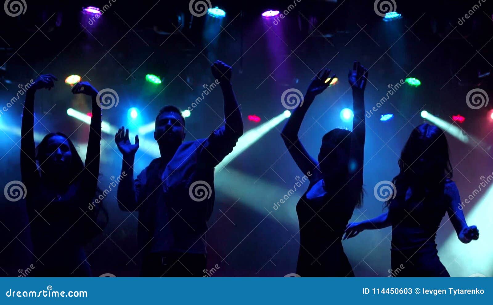 Close-up Friends Dancing in Nightclub, Silhouette. Stock Video - Video ...