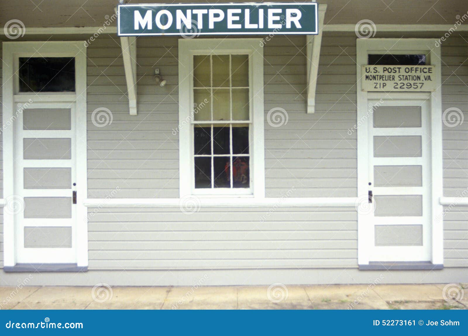 Close Up of Front of Post Office in Montpelier, VA Editorial Photo