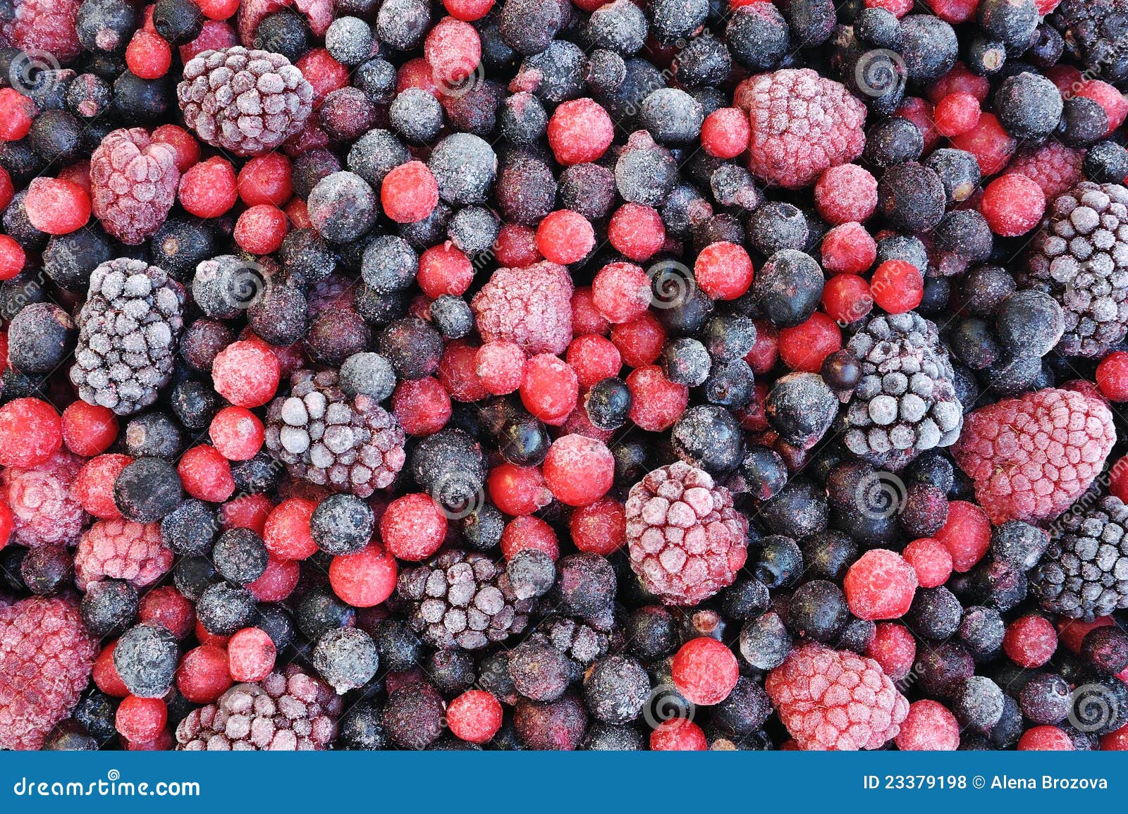 close up of frozen mixed fruit