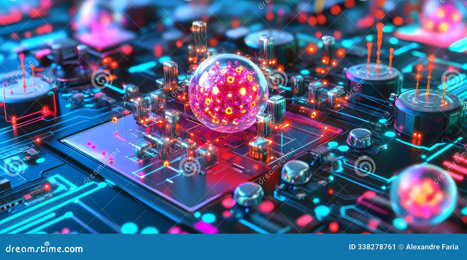 close-up of a futuristic circuit board