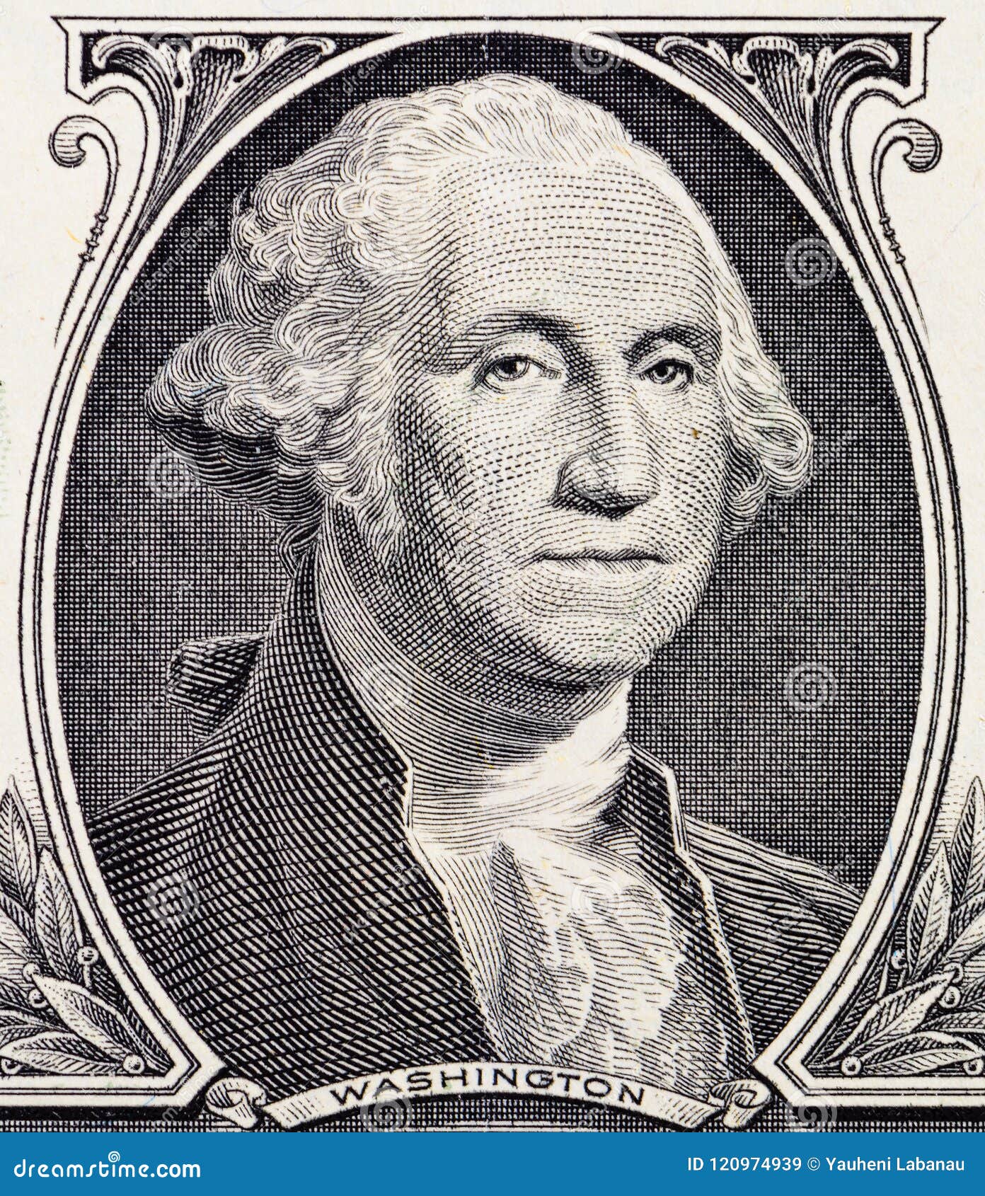 Close Up Of George Washington Portrait On One Dollar Bill Unite Stock Image Image Of Investment Greed