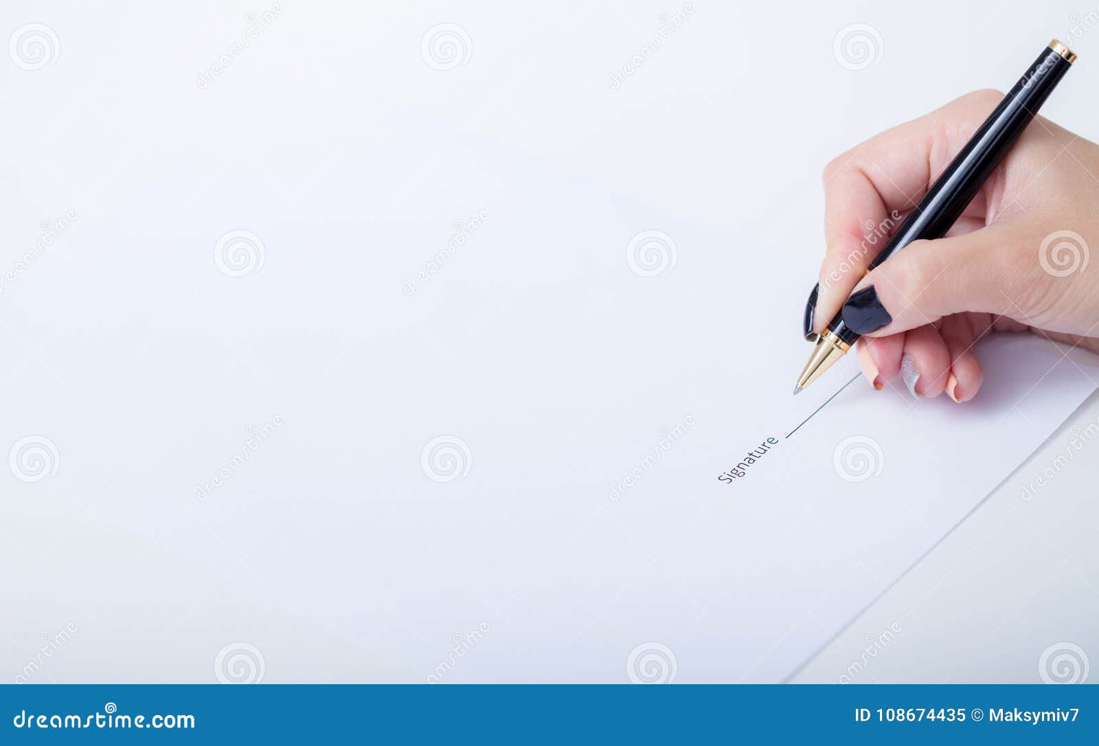 Close Up Girl Hand Putting Signature on Document. she Situating Stock ...