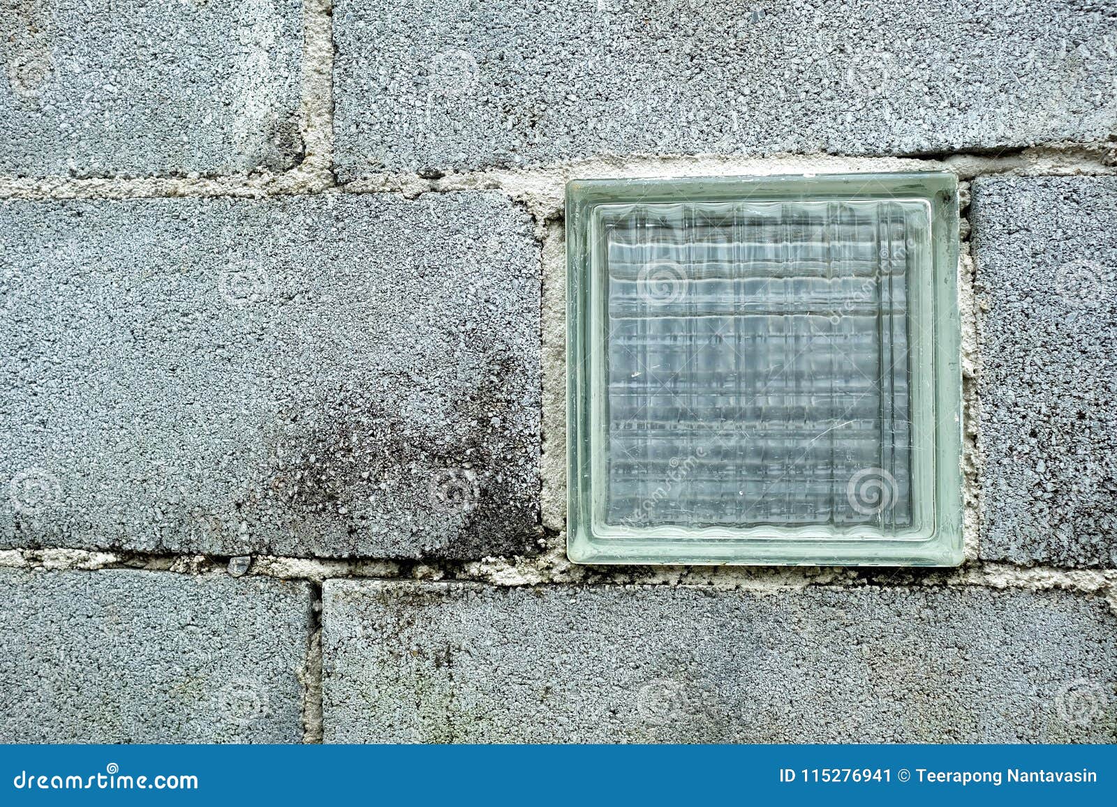 Glass Block on Concrete Wall. Stock Image - Image of industrial, block