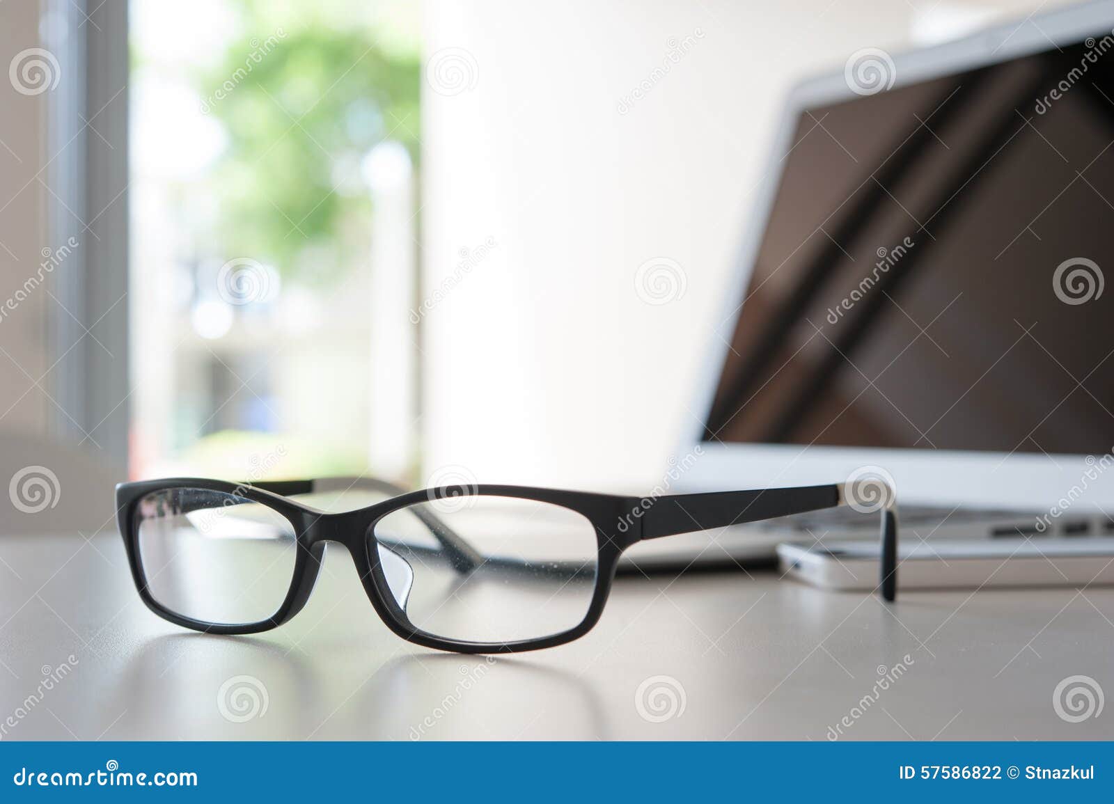 Close Up Glasses on Work Desk Stock Photo Image of close, background