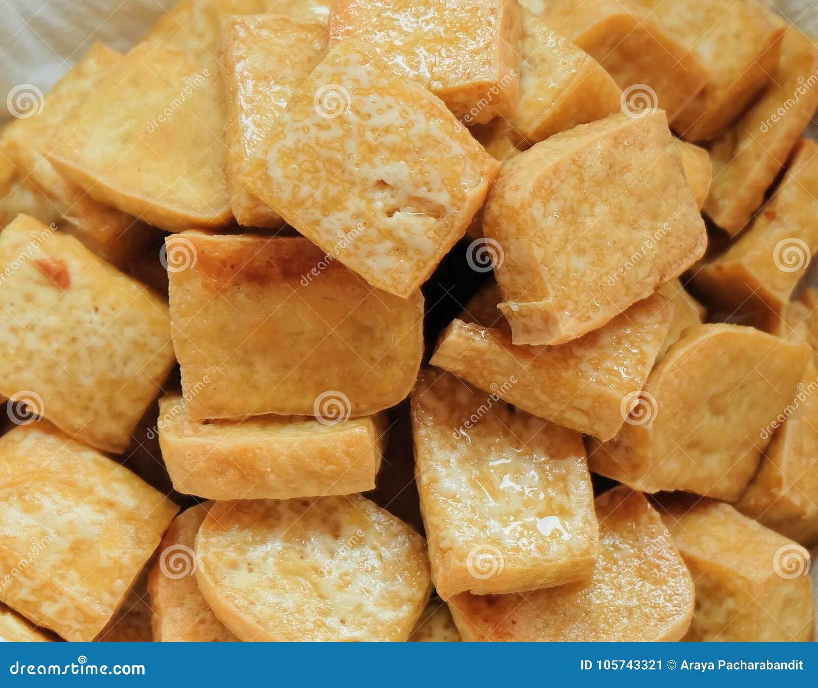 Close Up of Golden Brown Deep Fried Tofu Stock Image - Image of asian