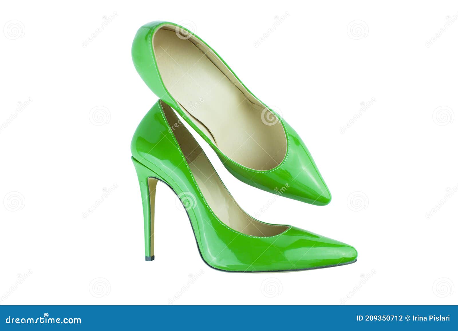Close Up of Green High Heels on White Background. Stock Photo - Image ...
