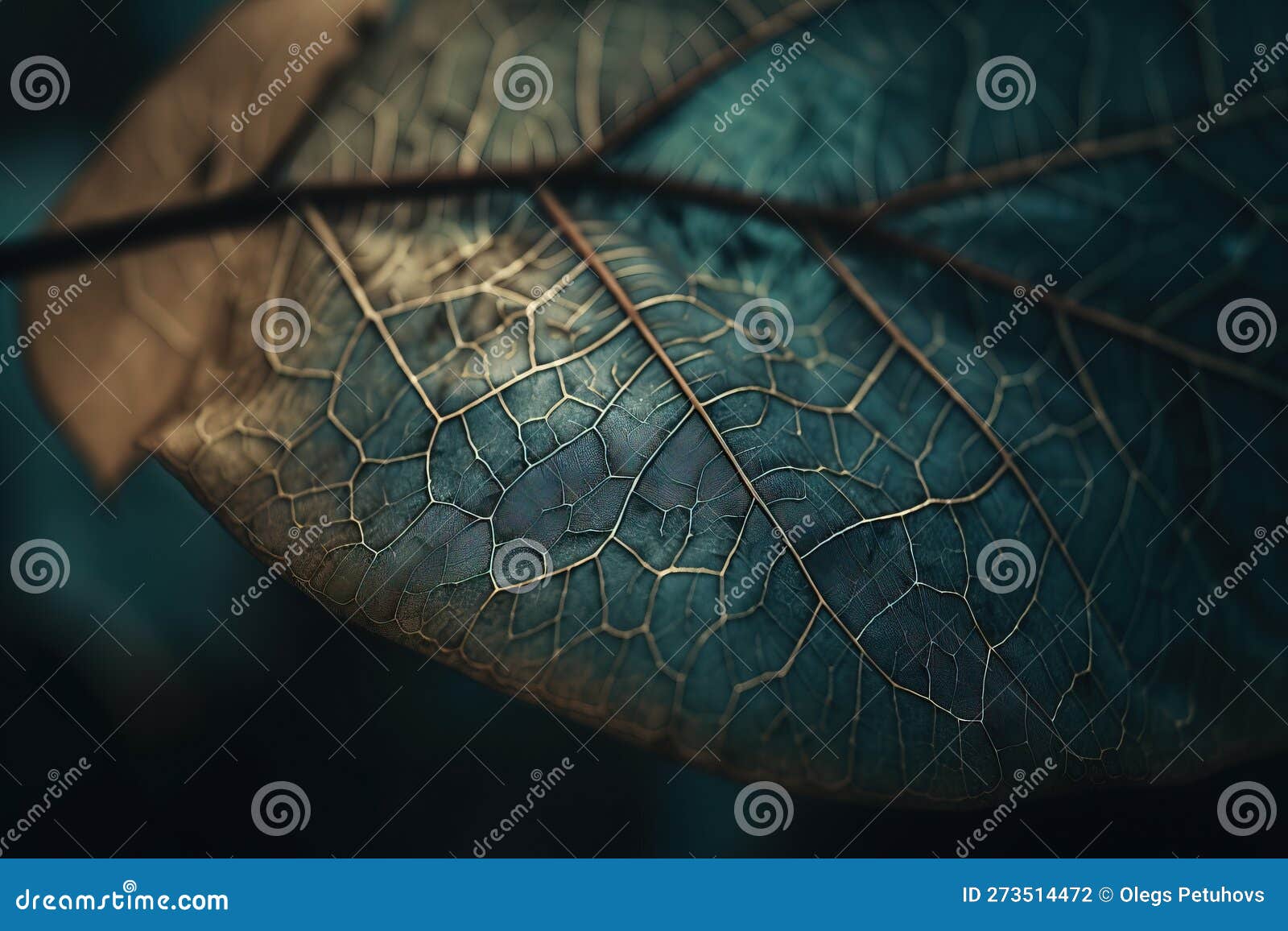 A Close Up of a Green Leaf with a Blue Background Stock Illustration