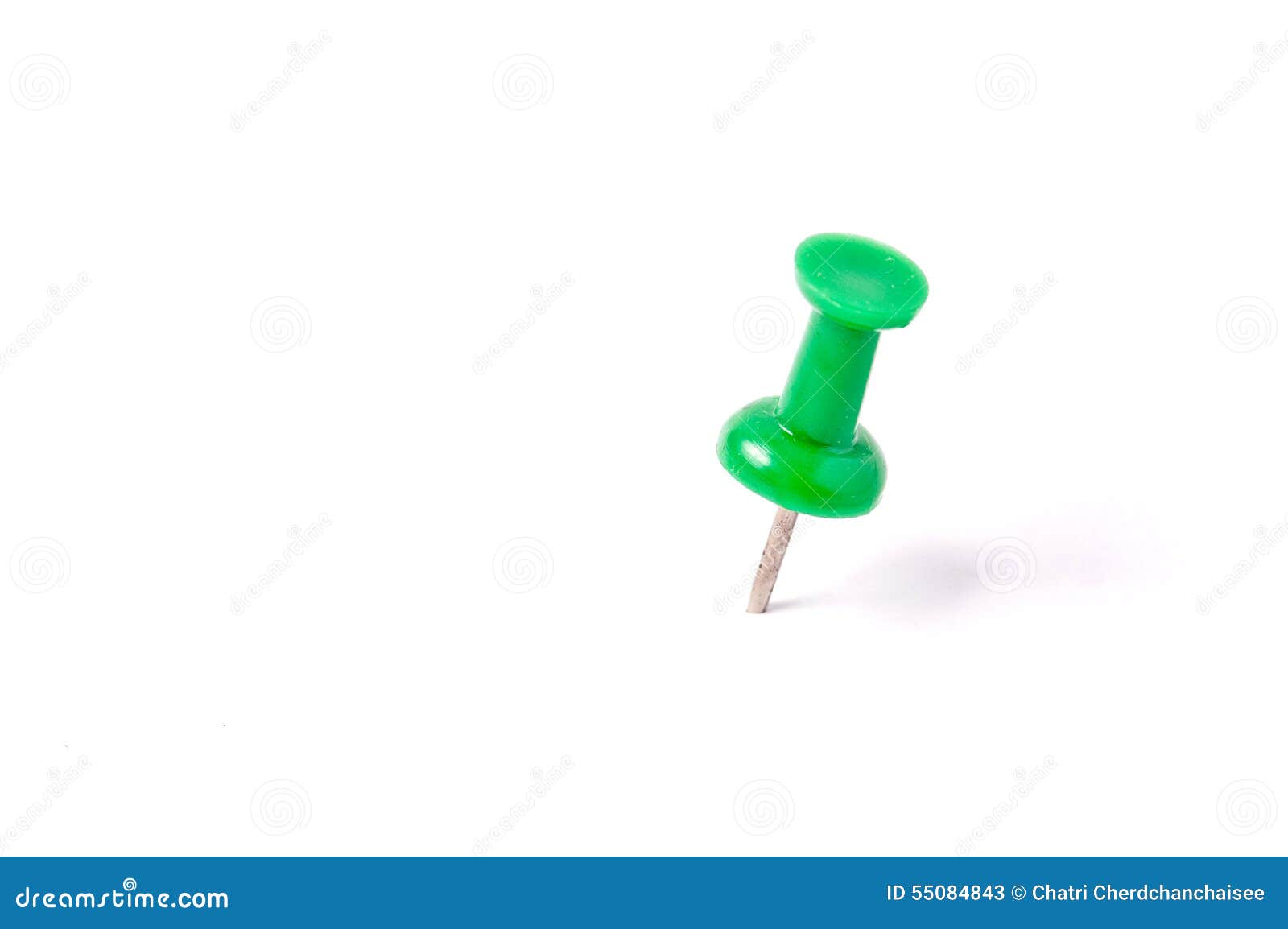 Close Up of a Green Pushpin on White Background Stock Image - Image of ...