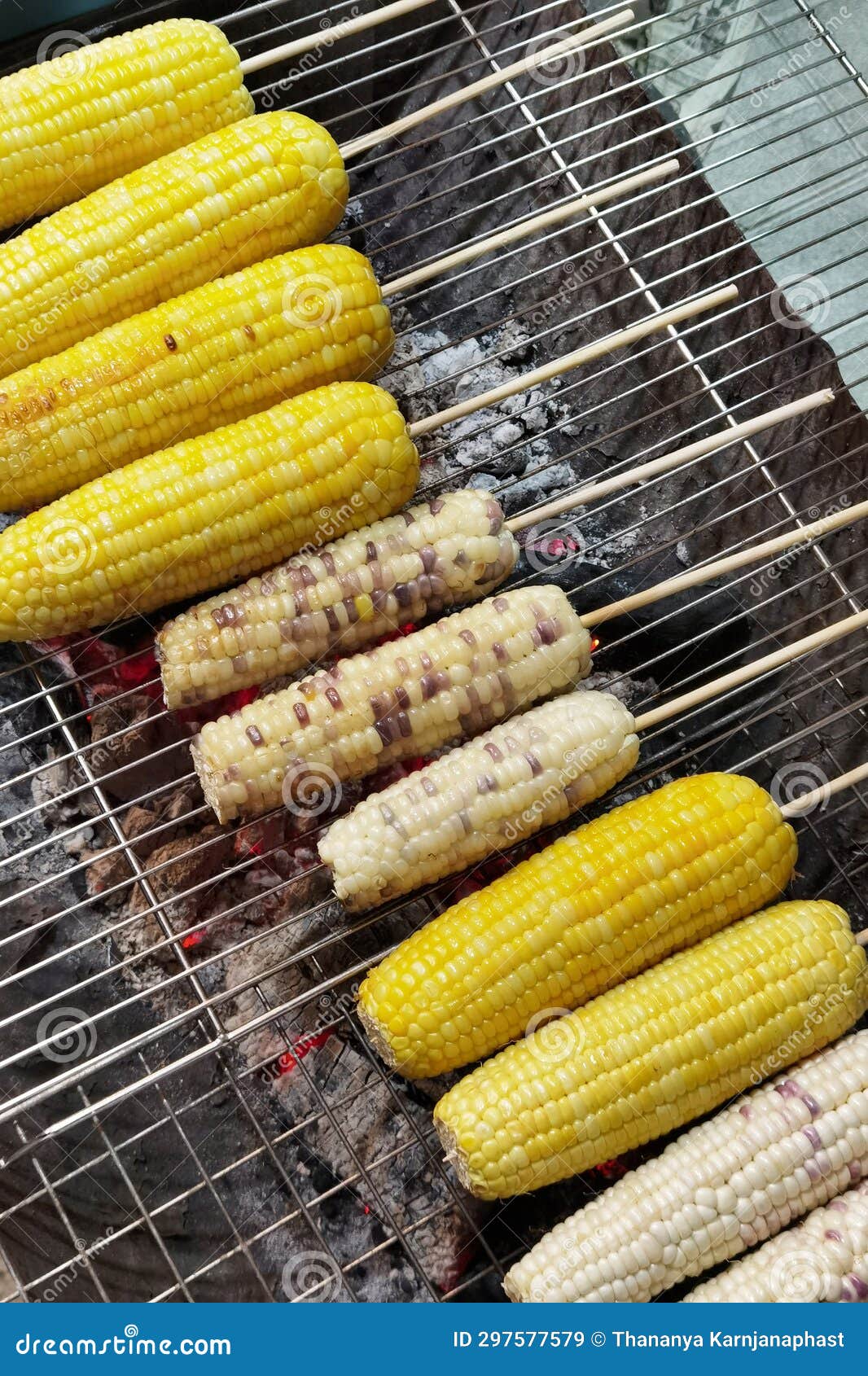 Close up of grilled corn stock image. Image of meal 297577579