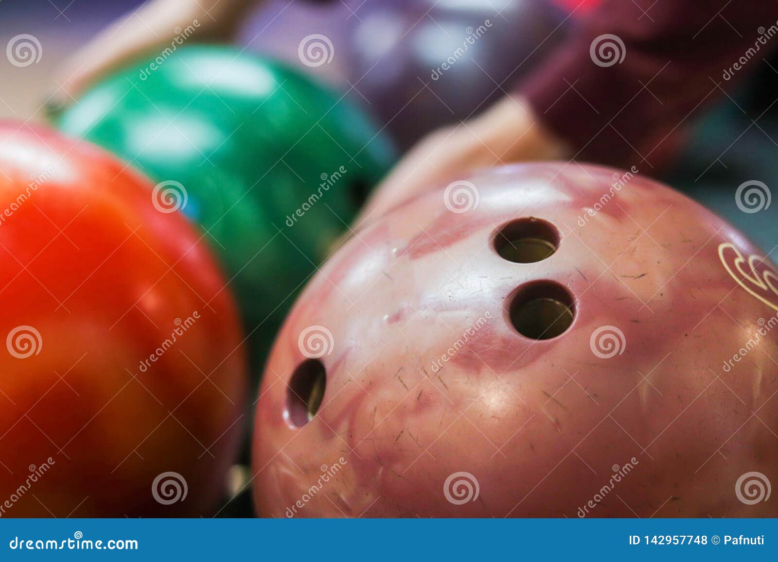 Group of Colored Bowling Balls in the Club Stock Photo Image of