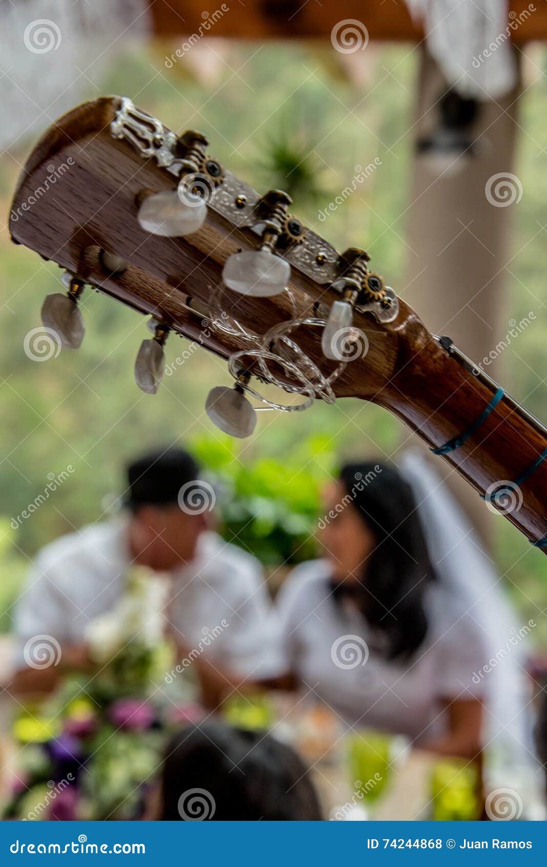 close up on guitar tuning knobs at marriage