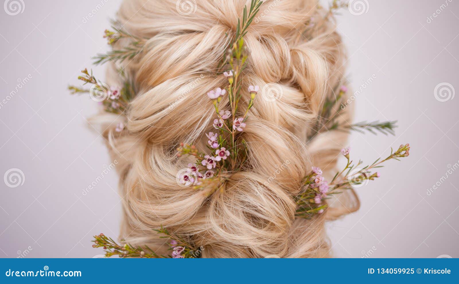 Close-up of Hairstyles with Weaving Strands Decorated with Small Flowers.  Stock Image - Image of fresh, beauty: 134059925