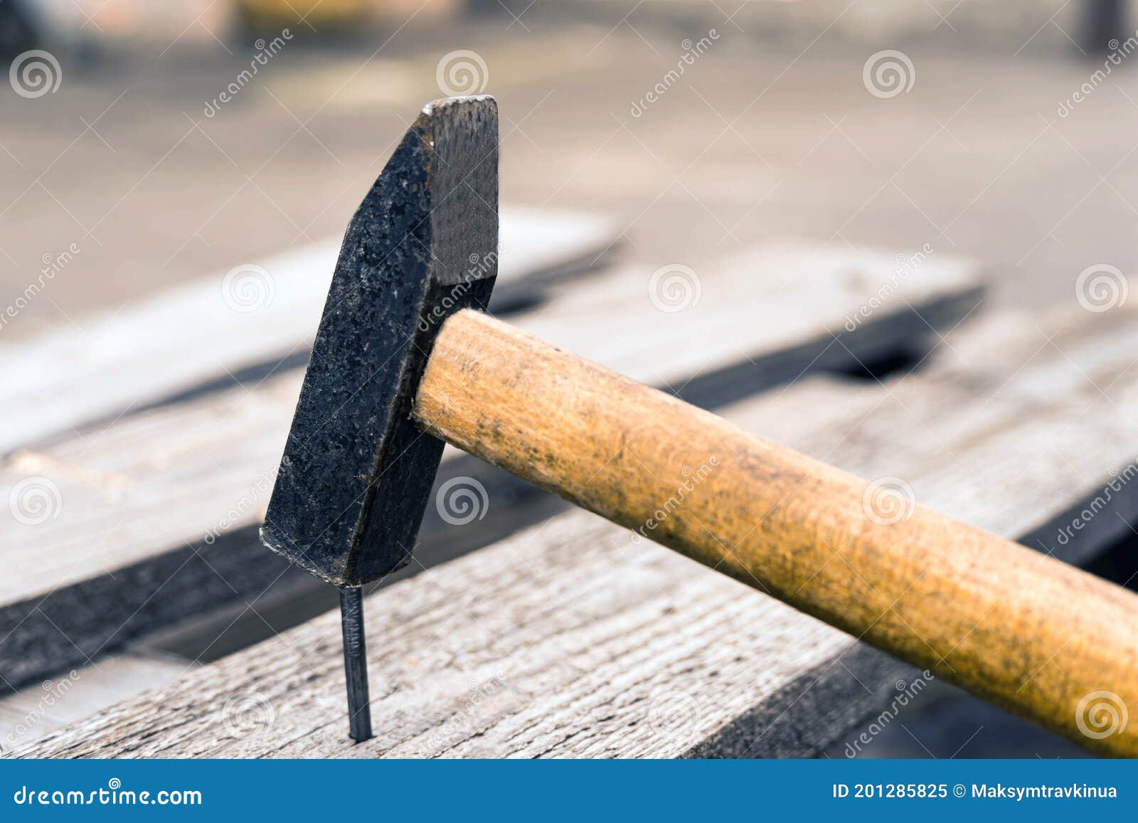Closeup Hammer that Drives a Nail into the Board Stock Image Image of tool, post 201285825