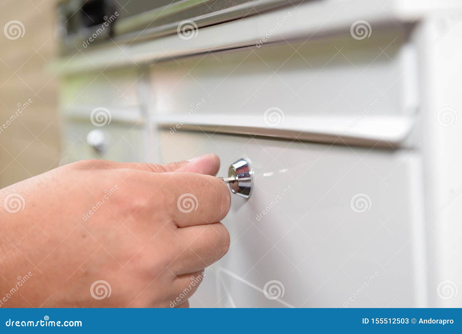 Hand Putting a Key in a Mailbox. Stock Image Image of safety, letter