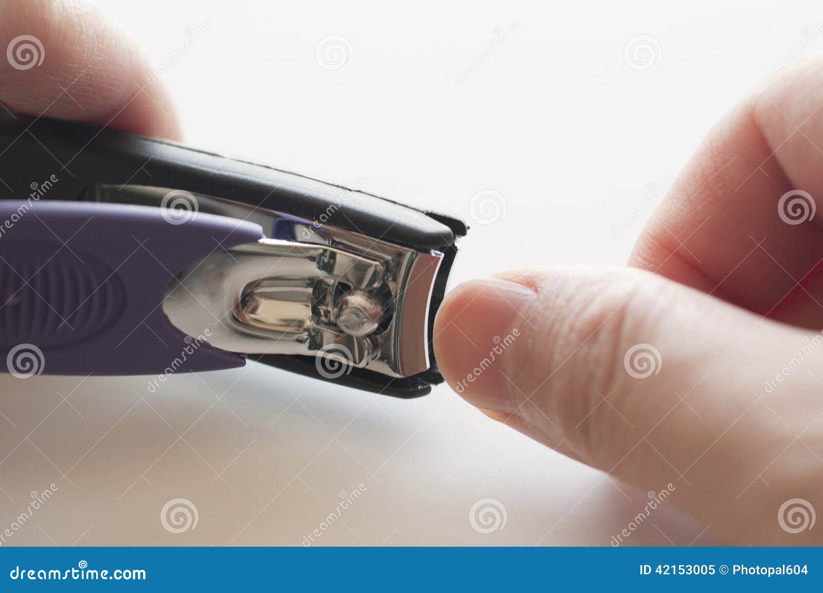 Close Up of Hand with Nail Clipper Stock Image Image of human, body