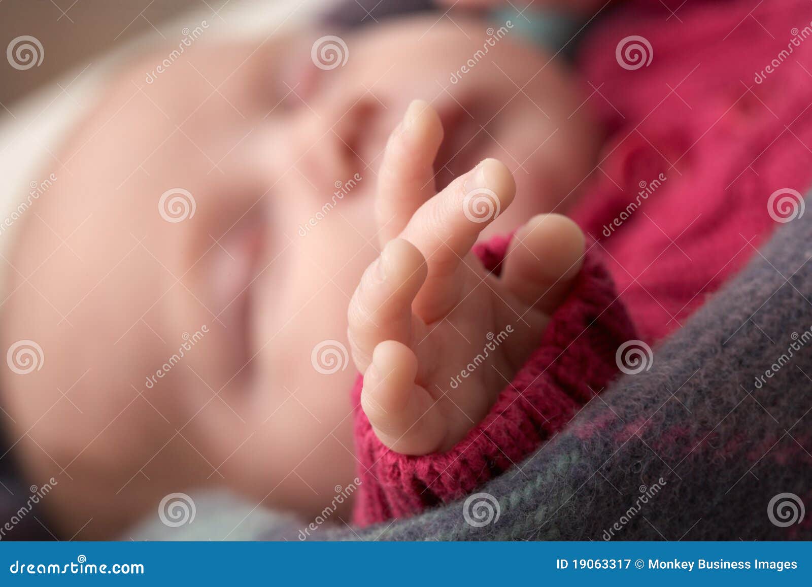Close Up of Hand of Sleeping Newborn Baby Stock Image Image of three