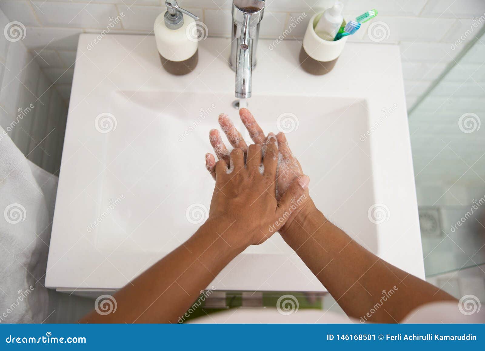 Hand Wash on Basin Using Soap Stock Image Image of cleanness, flow