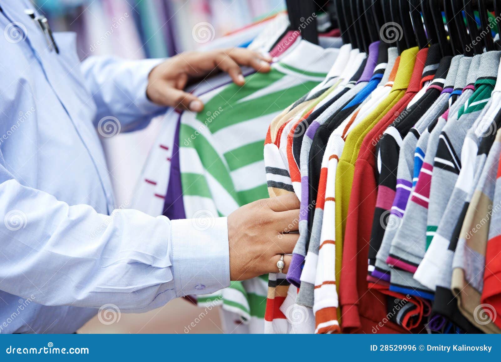 Closeup Hands Choosing Clothing Stock Photo Image of buying, garment