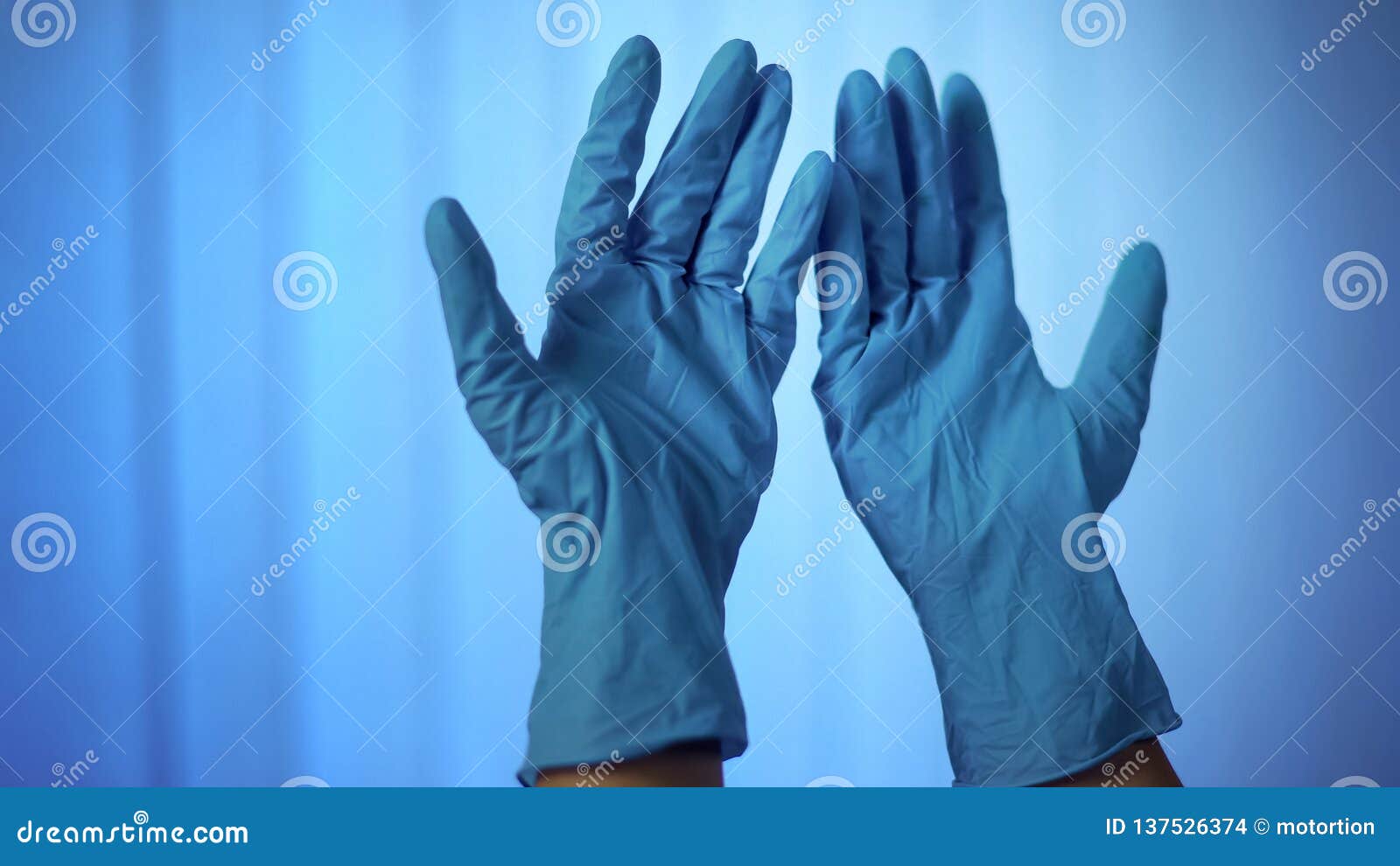close-up hands in latex rubber gloves, medical sterility, skin protection