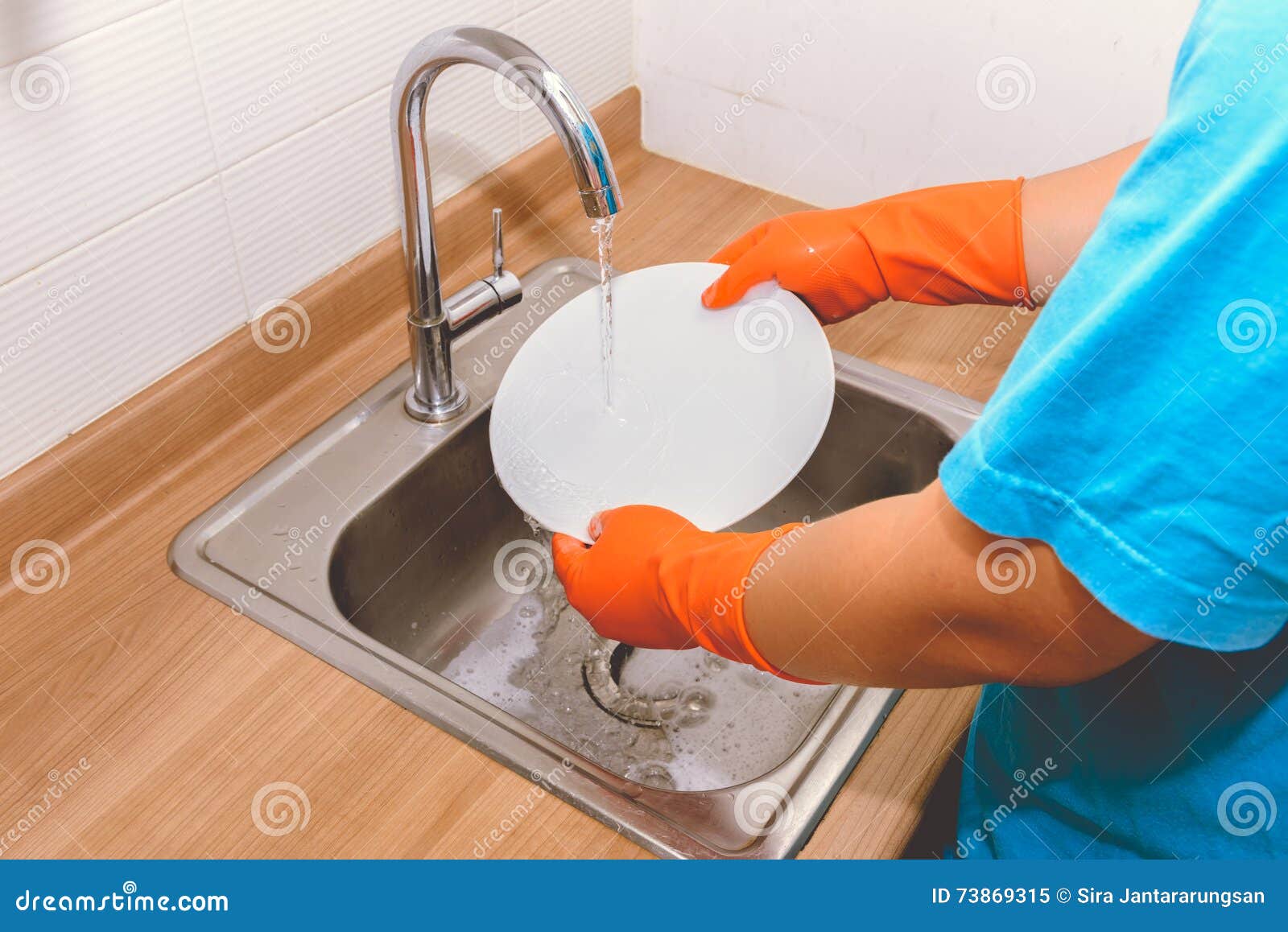 Close Up Hands of Man Washing Dishes Stock Image Image of housework