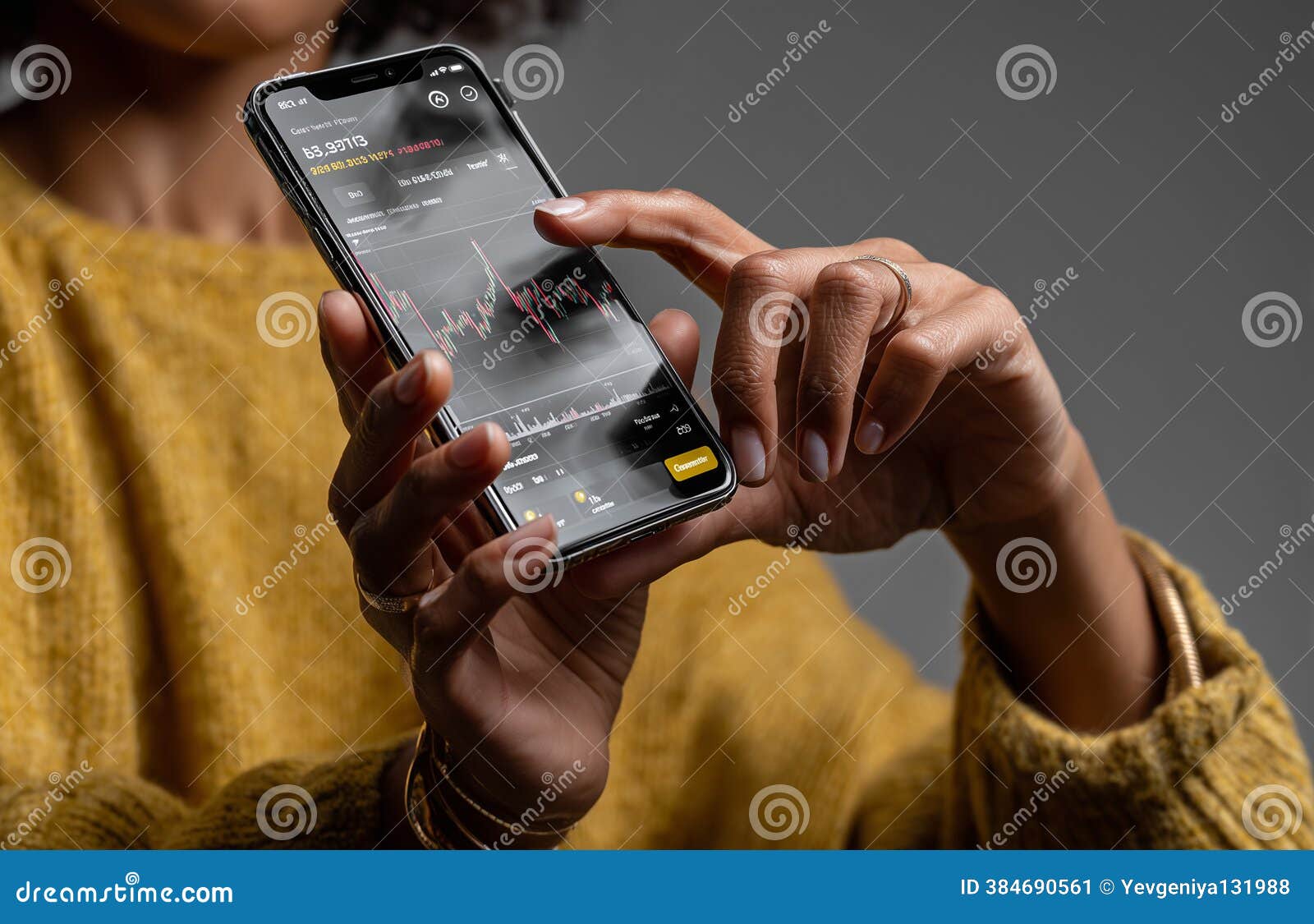 Close Up of Hands Using Mobile Phone App To Check Cryptocurrency Market Data  Stock Image - Image of trading, digital: 384690561