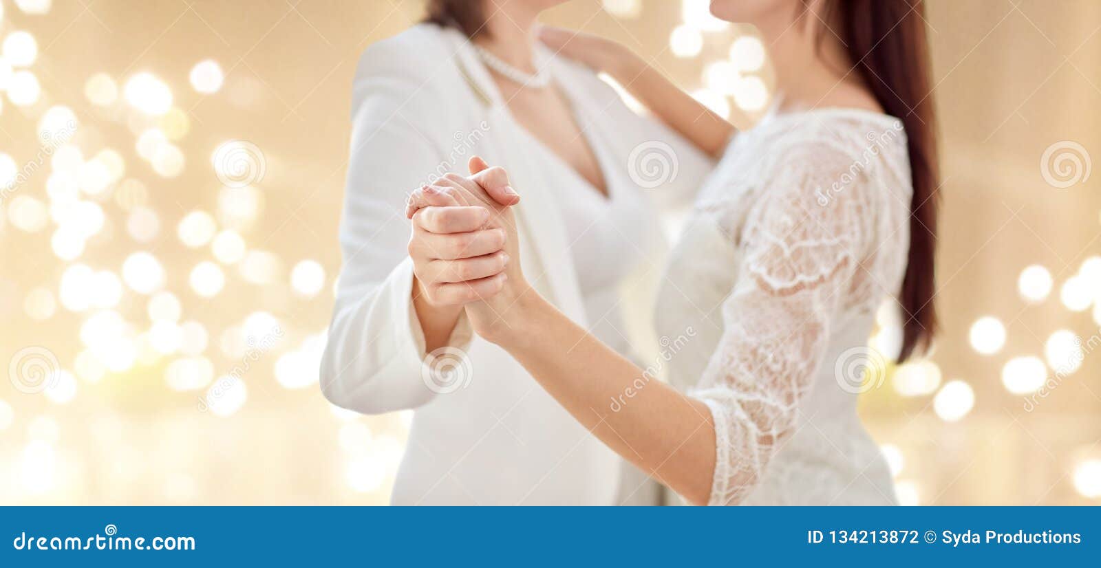 Close Up of Happy Married Lesbian Couple Dancing Stock Photo photo photo image