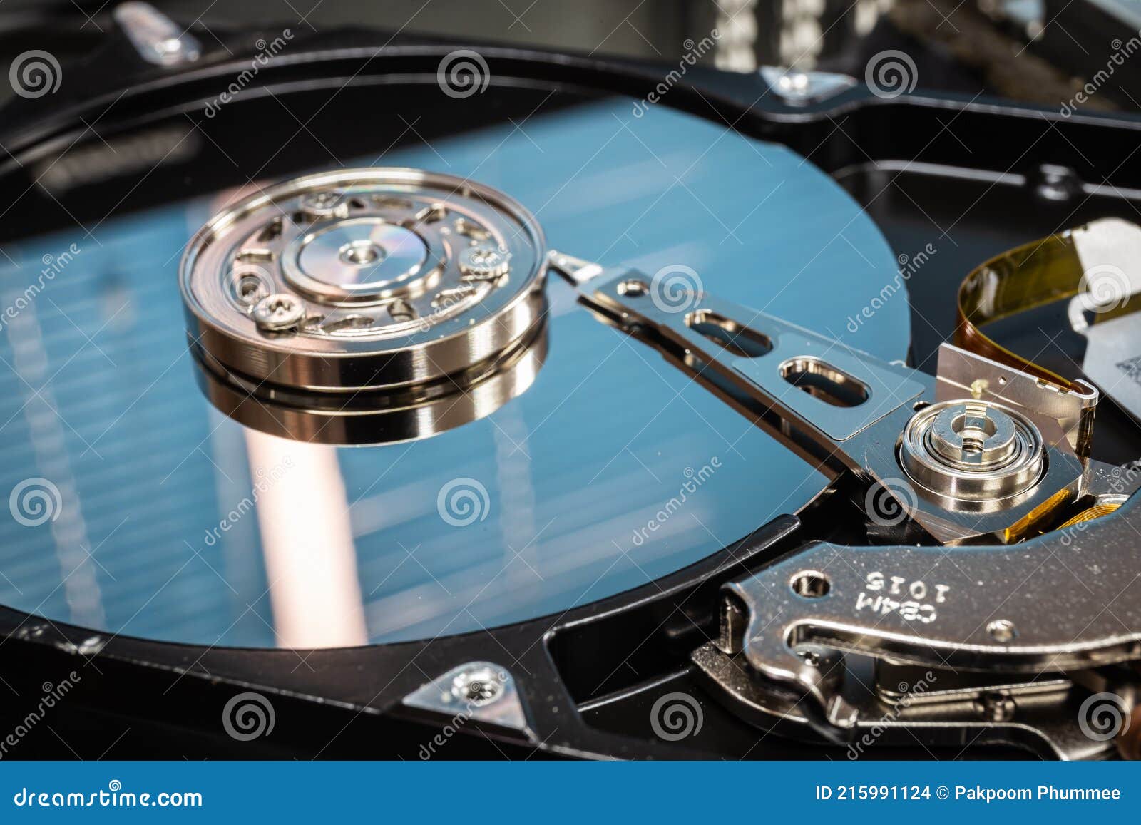 Close Up of Hard Disk Hard Disk Tape Inside, Open Cover Hard