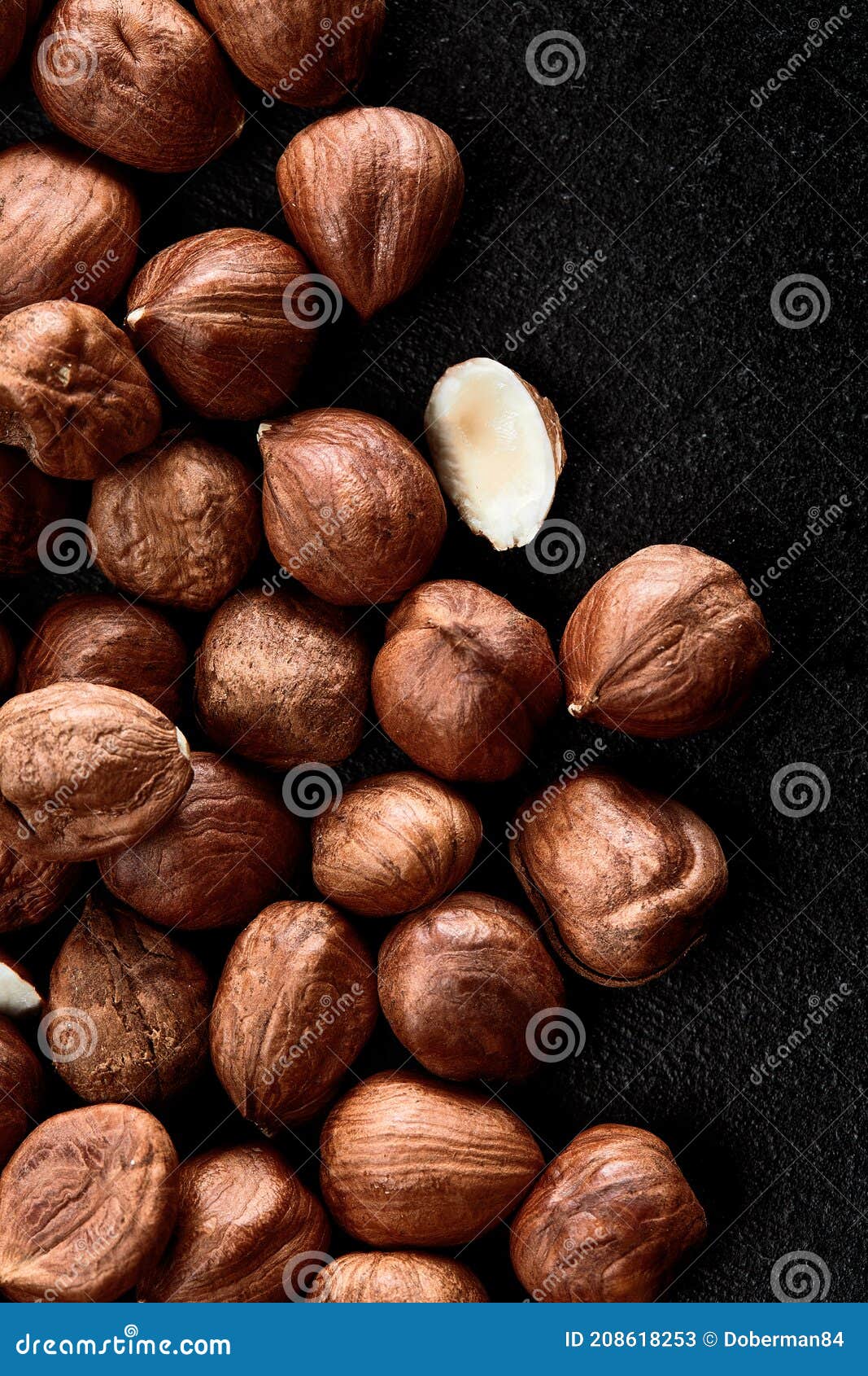 close up of hazelnut kernels - food frame background, macro detailed close up.