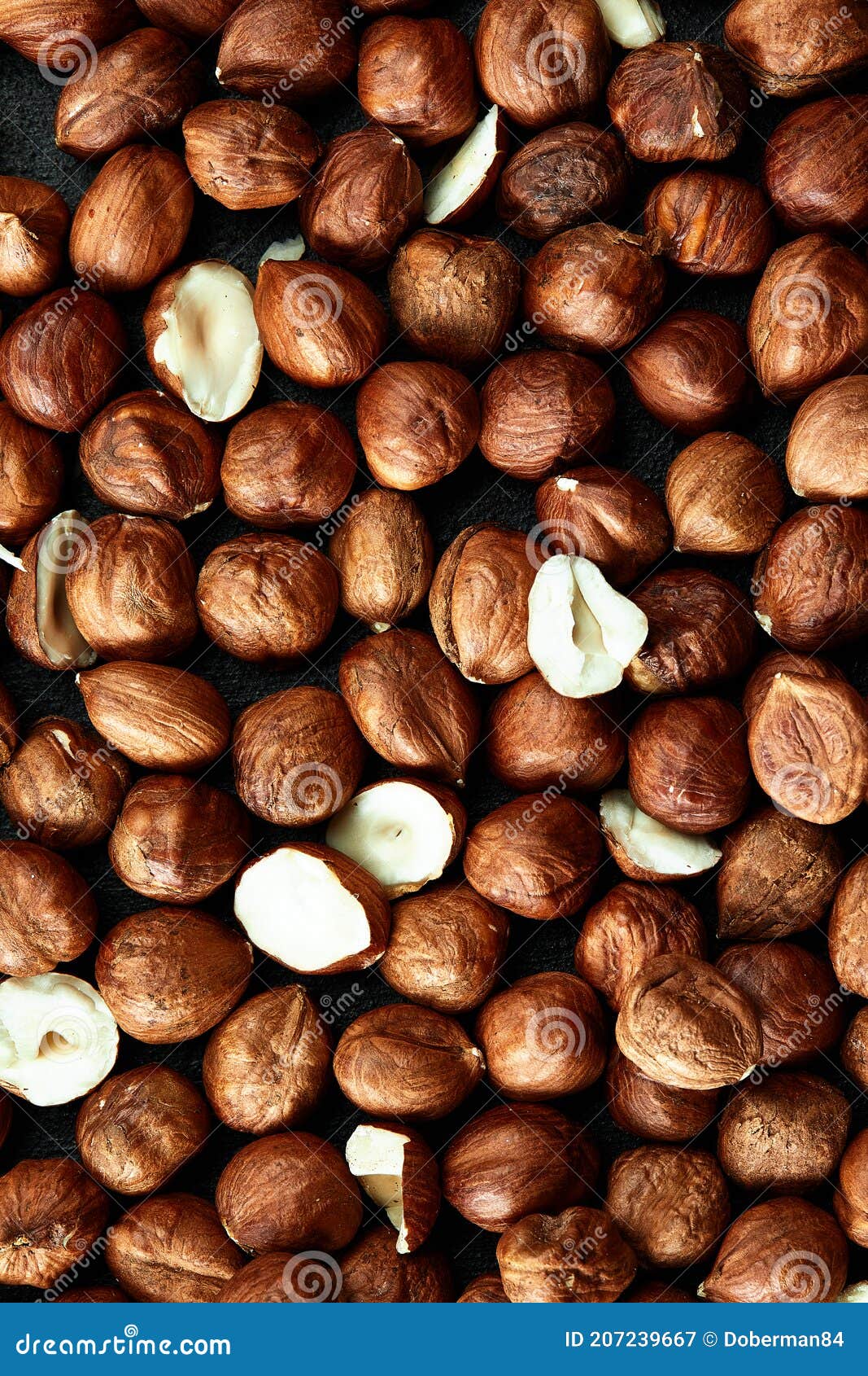 close up of hazelnut kernels - food frame background, macro detailed close up.