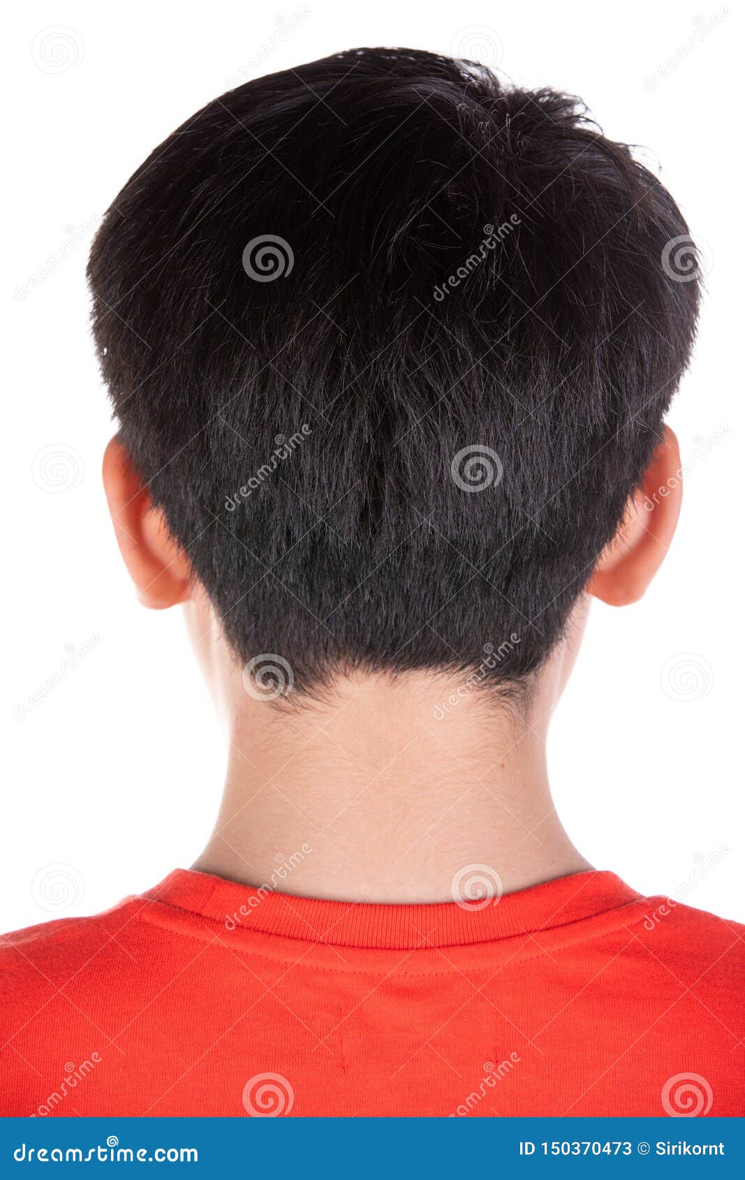 Close Up Head of Asian Boy Black Hair Backside Stock Image - Image of view,  businessman: 150370473